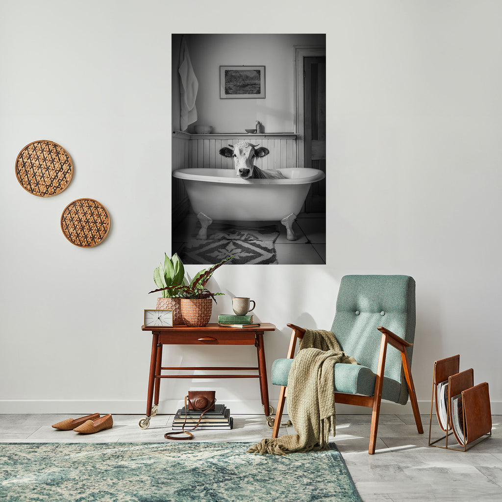 COW IN RELAXATION Peel and Stick Vertical Poster