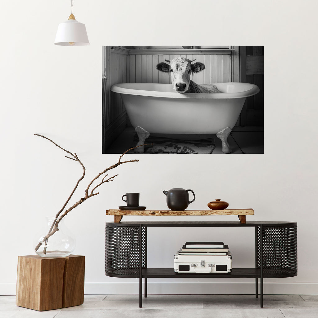 Póster horizontal autoadhesivo "VACA EN RELAJACIÓN"