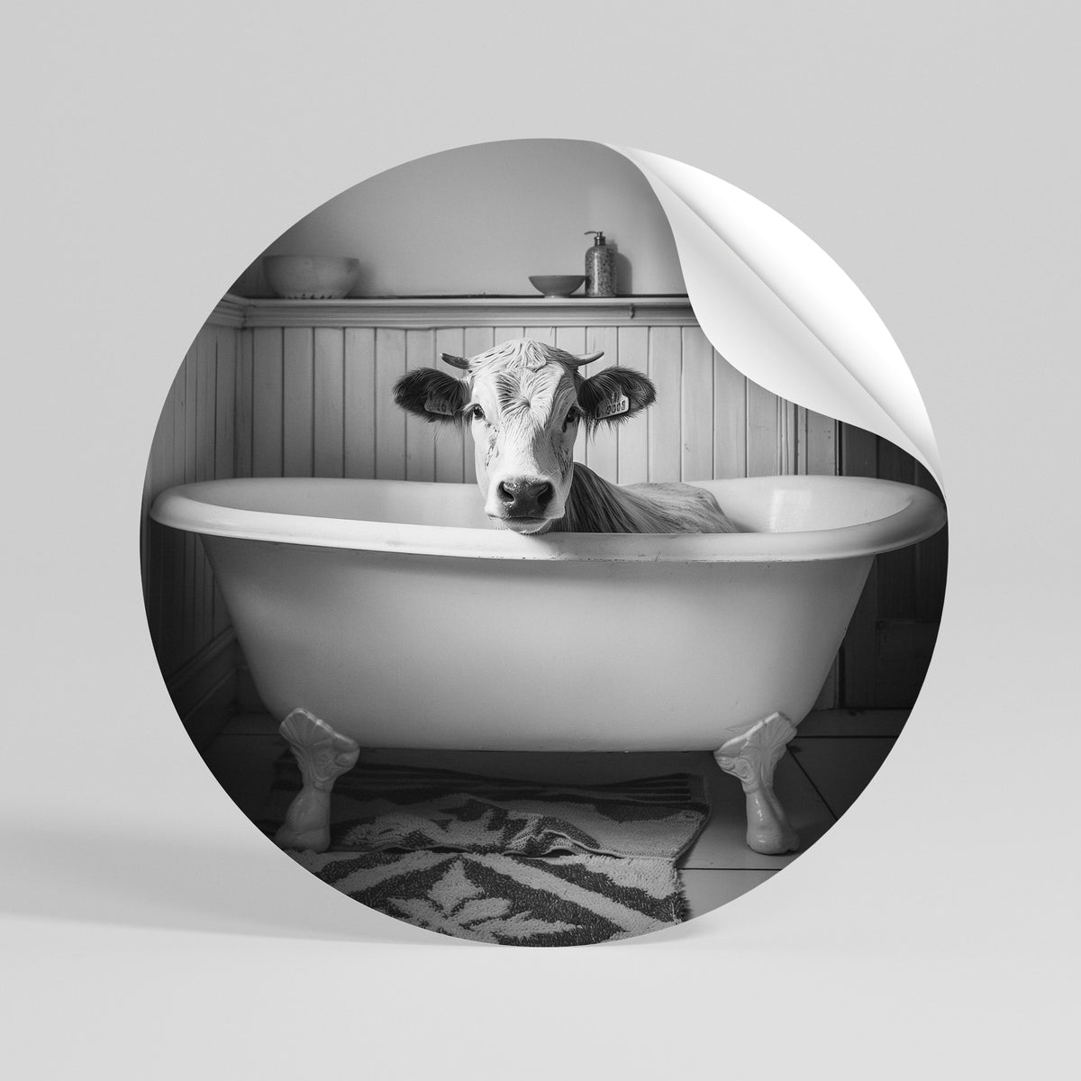 COW IN RELAXATION Vinilo adhesivo redondo
