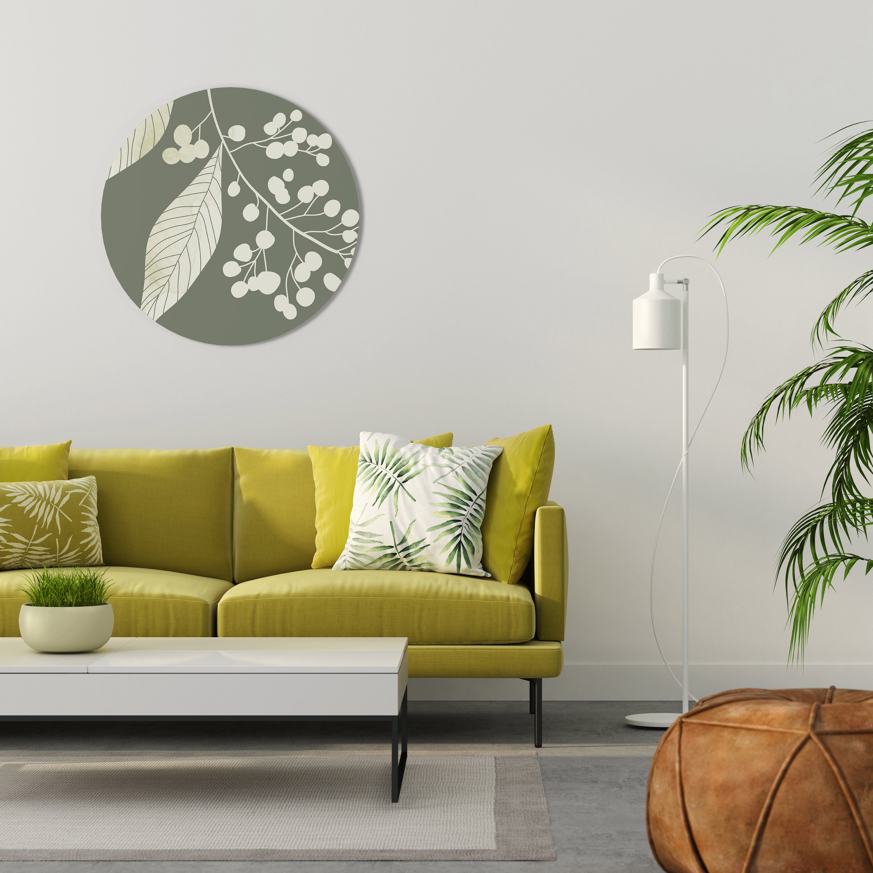 SERENE LEAFY FANTASIES Round Wall Art