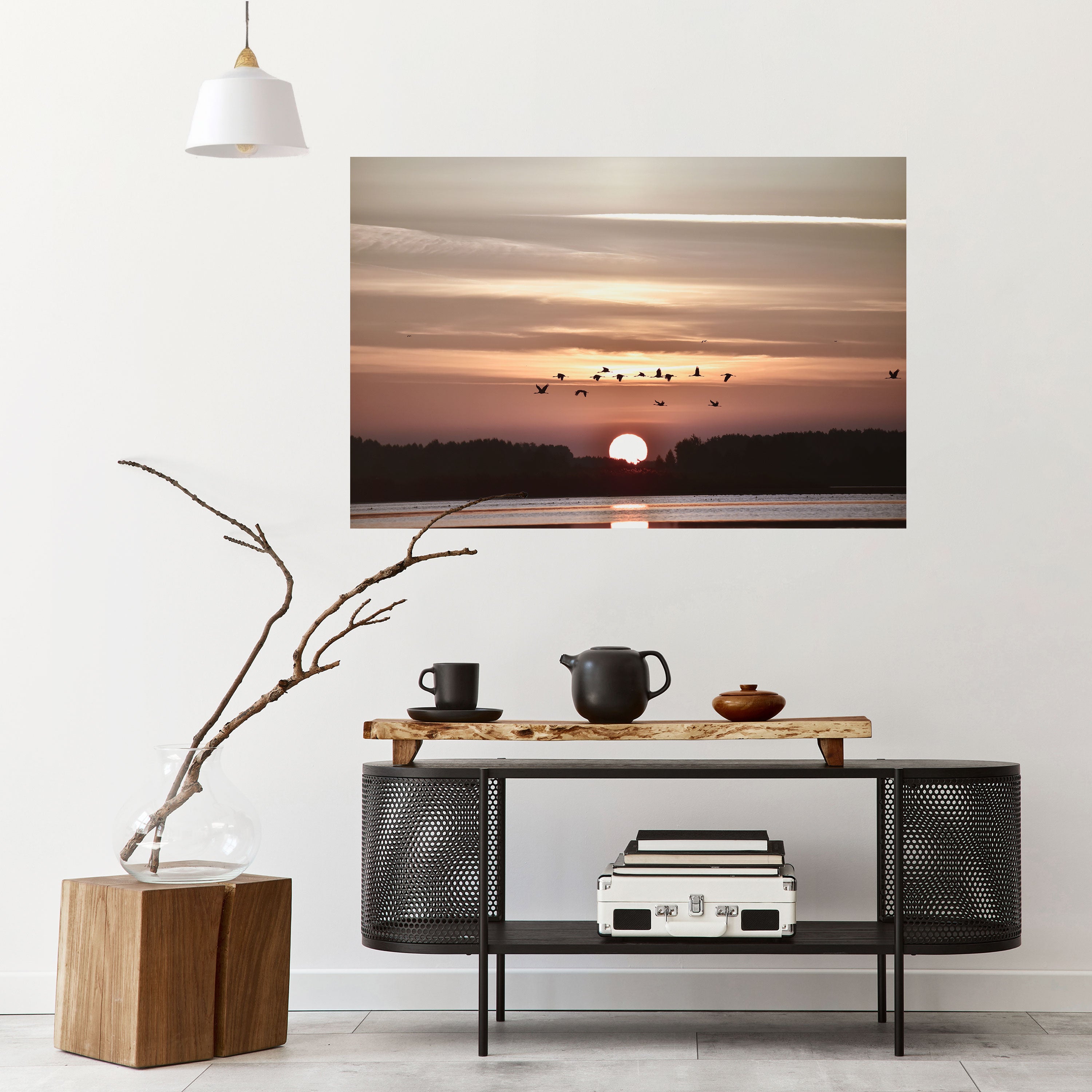 Póster horizontal autoadhesivo SINFONÍA DE VUELO AL ATARDECER