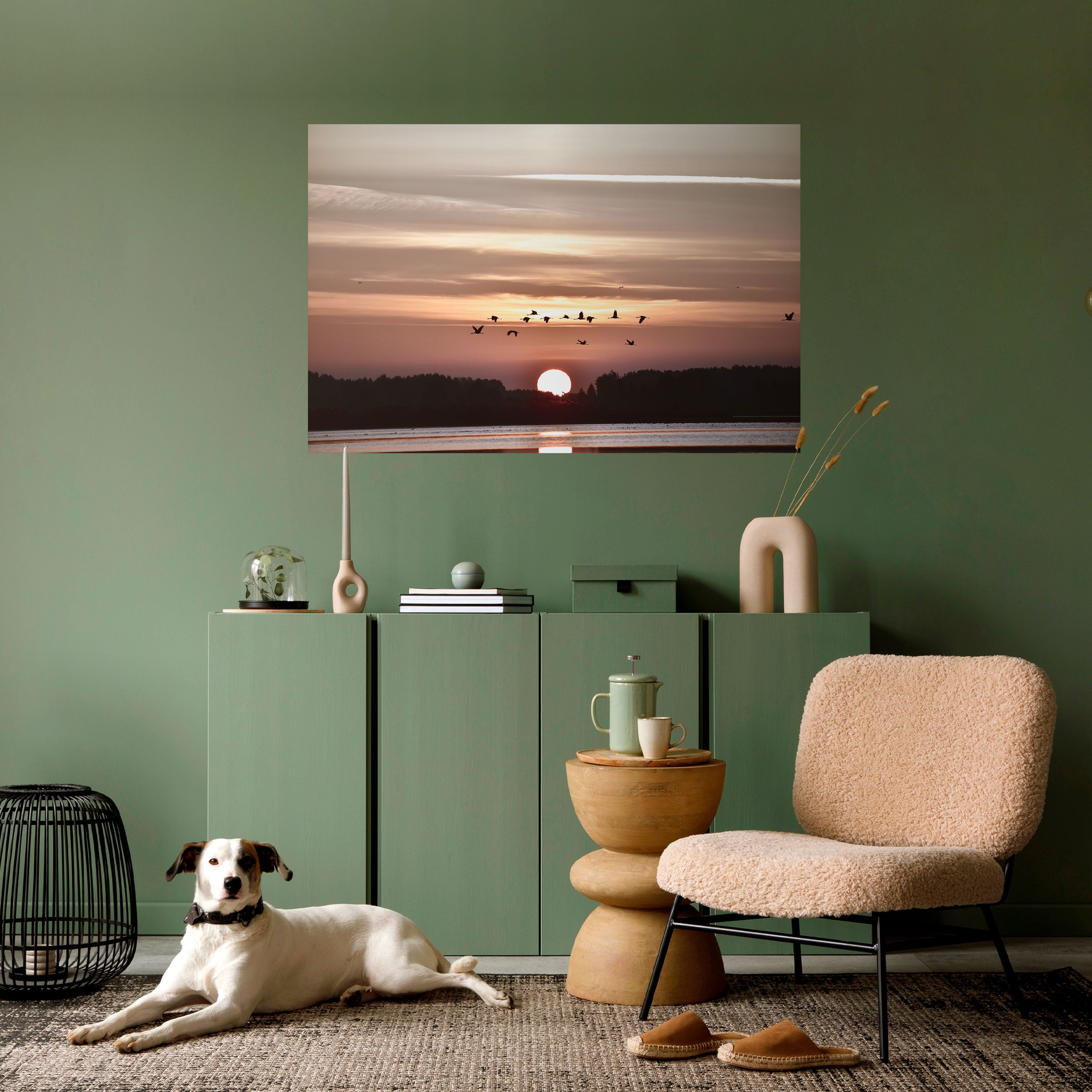 Póster horizontal autoadhesivo SINFONÍA DE VUELO AL ATARDECER