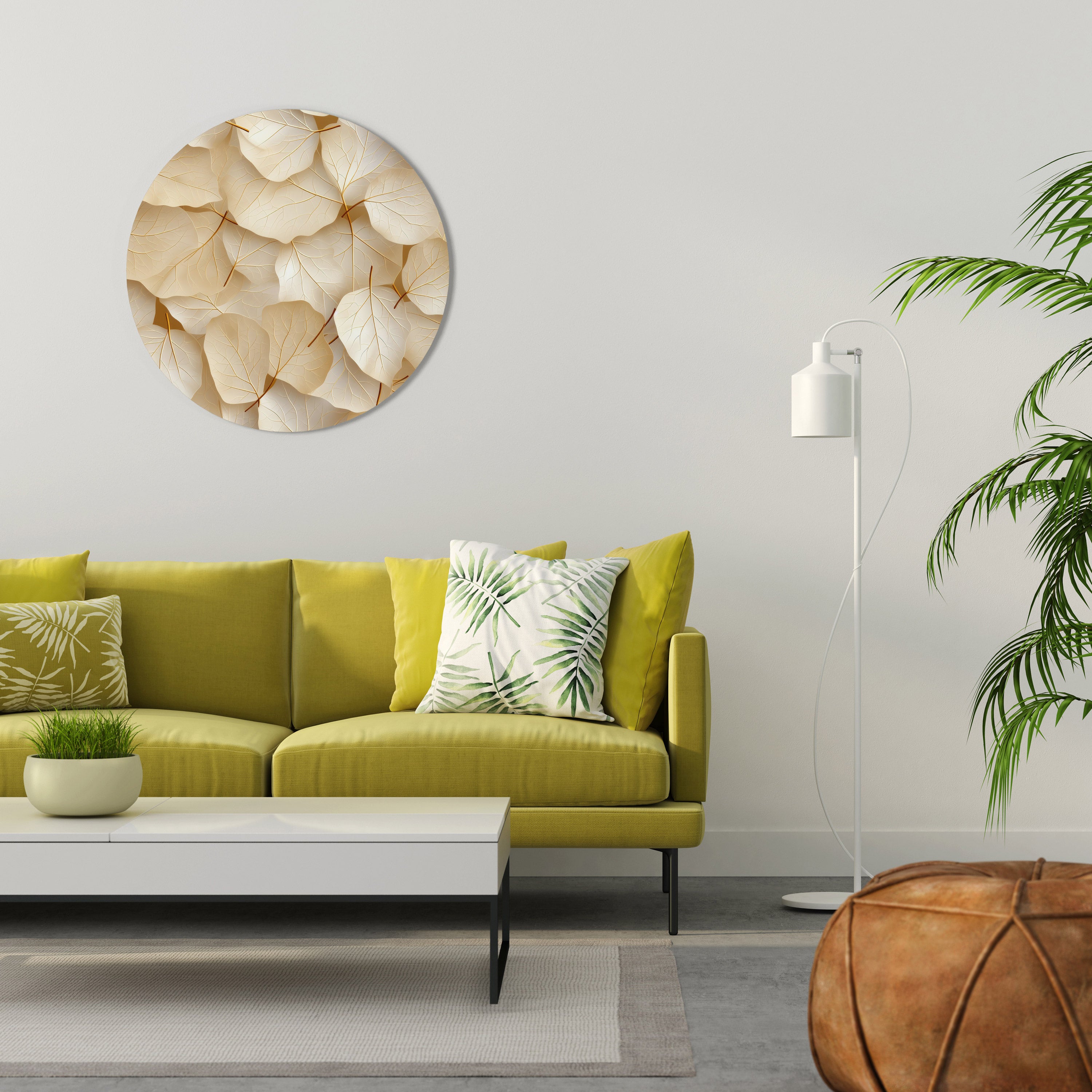 VELLUM LEAF SYMPHONY Round Wall Art