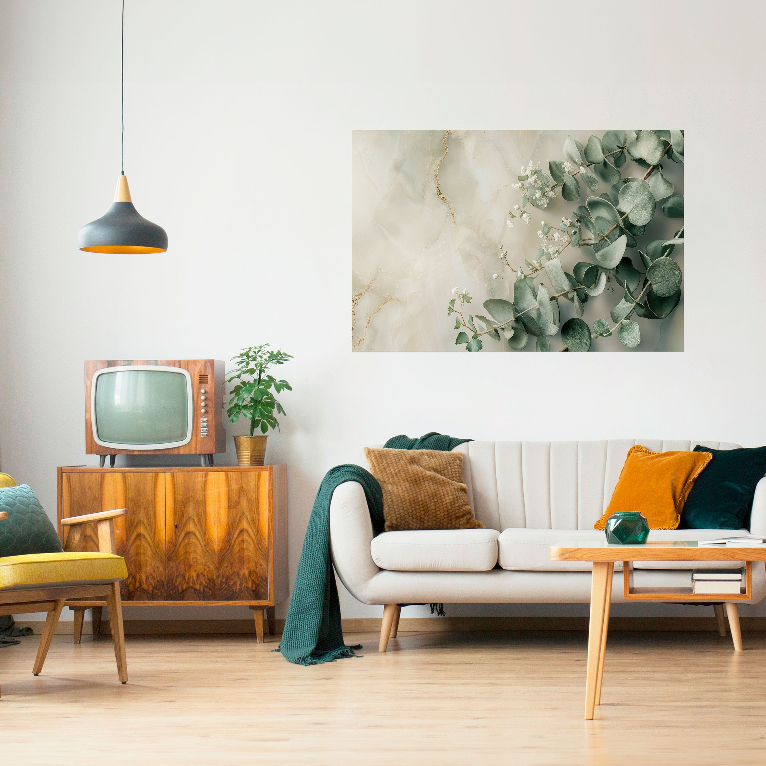 Póster horizontal autoadhesivo "ELEGANT LEAF BALLET"