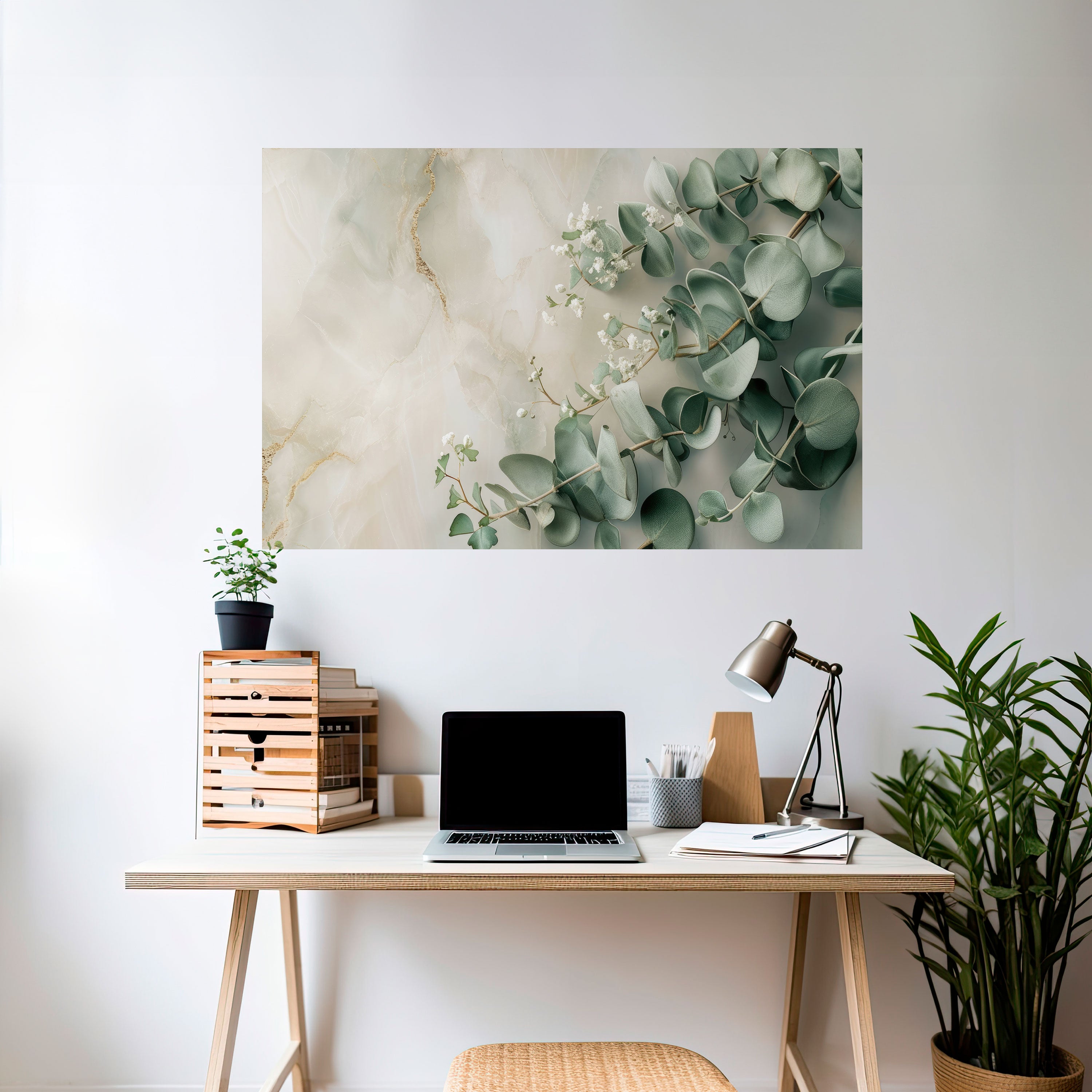 Póster horizontal autoadhesivo "ELEGANT LEAF BALLET"