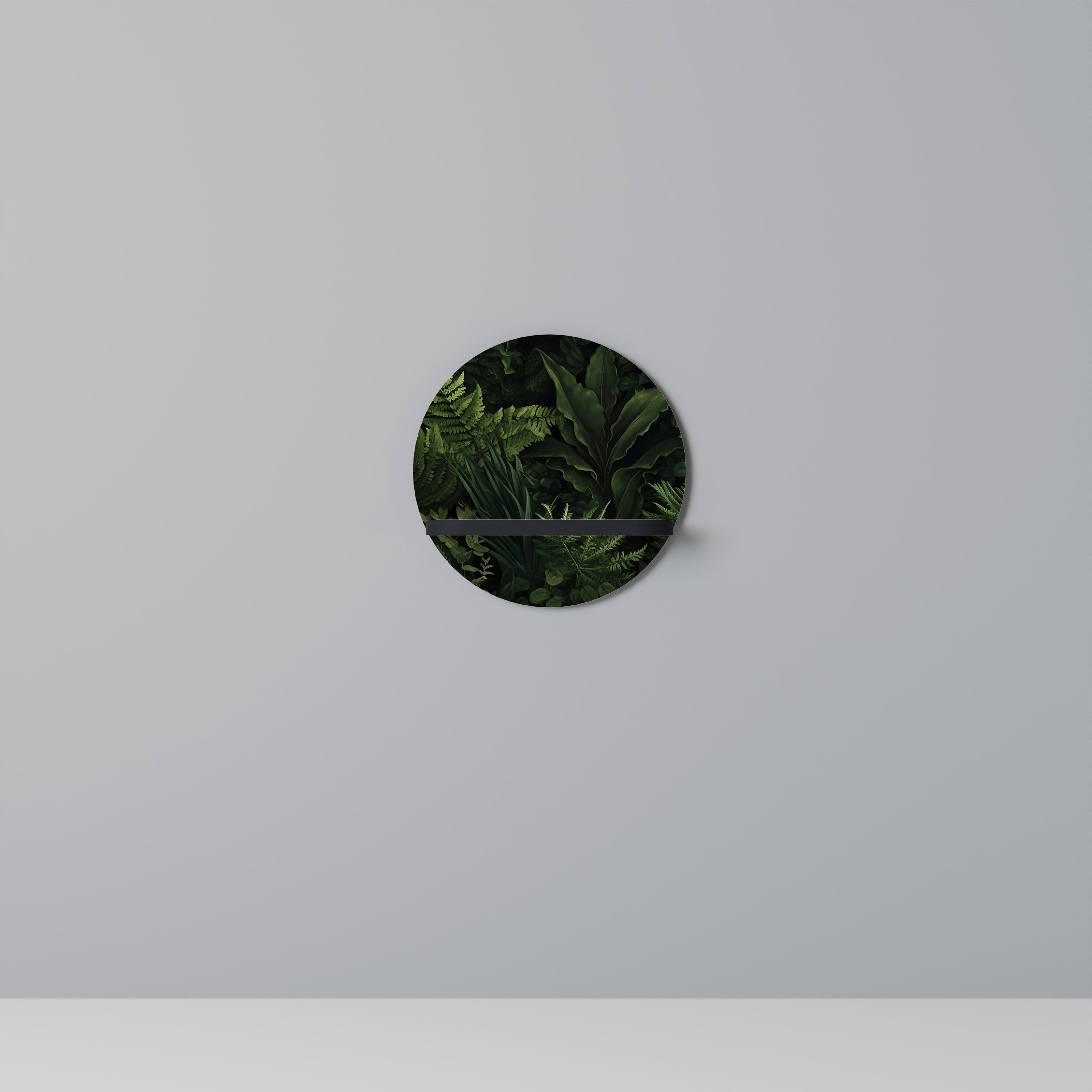 FOREST WHISPERS Round Art Shelf In Black Finish