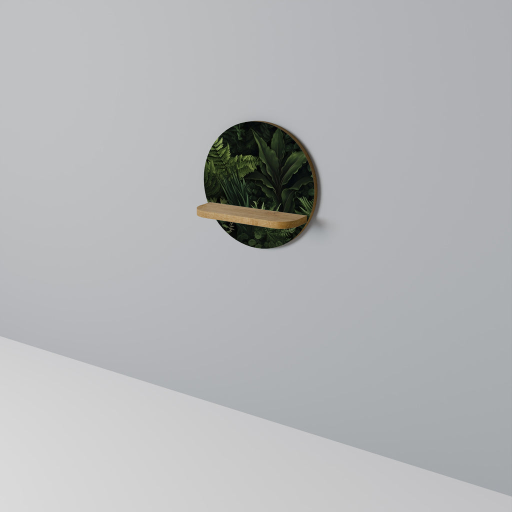 Estantería de arte redonda FOREST WHISPERS con efecto roble