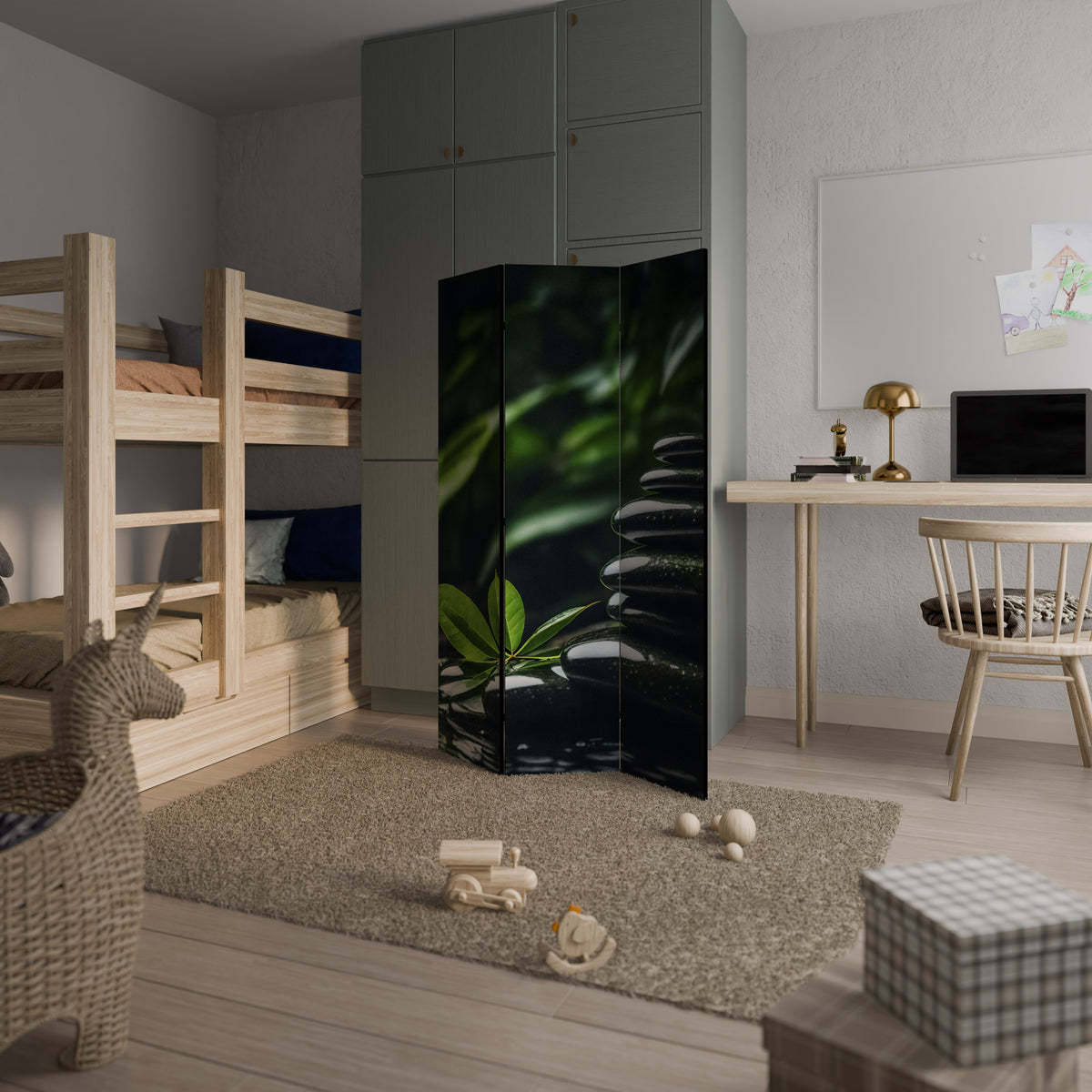 HARMONY STONES Biombo de 3 paneles