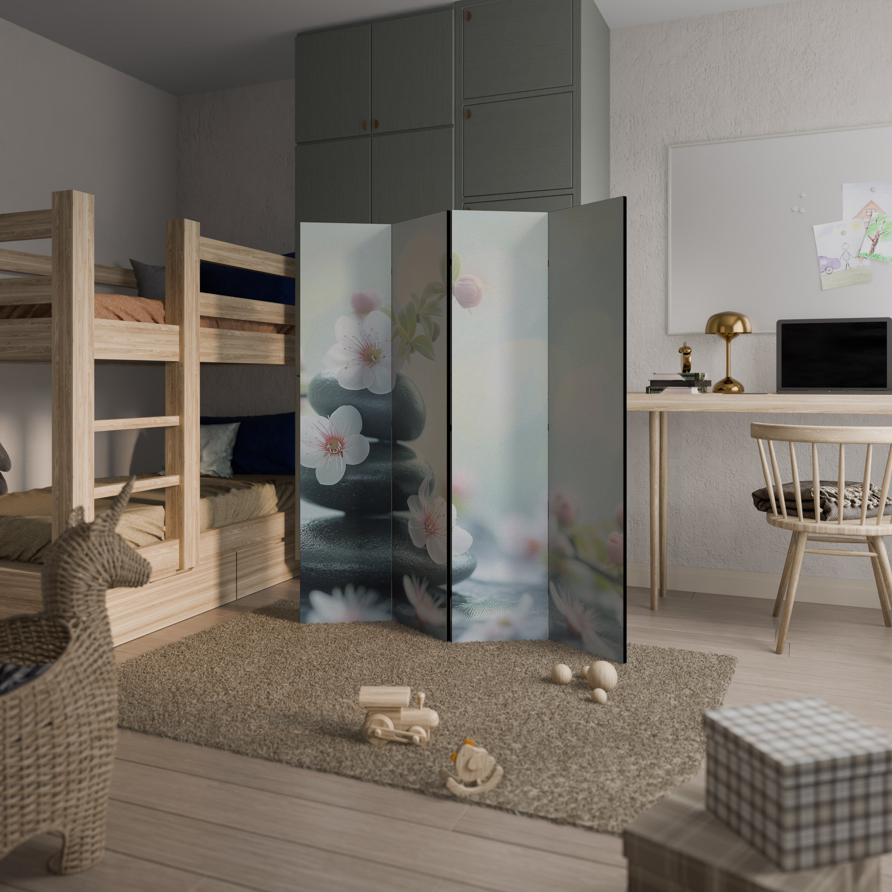 MINDFUL MOMENTS Biombo de 4 paneles