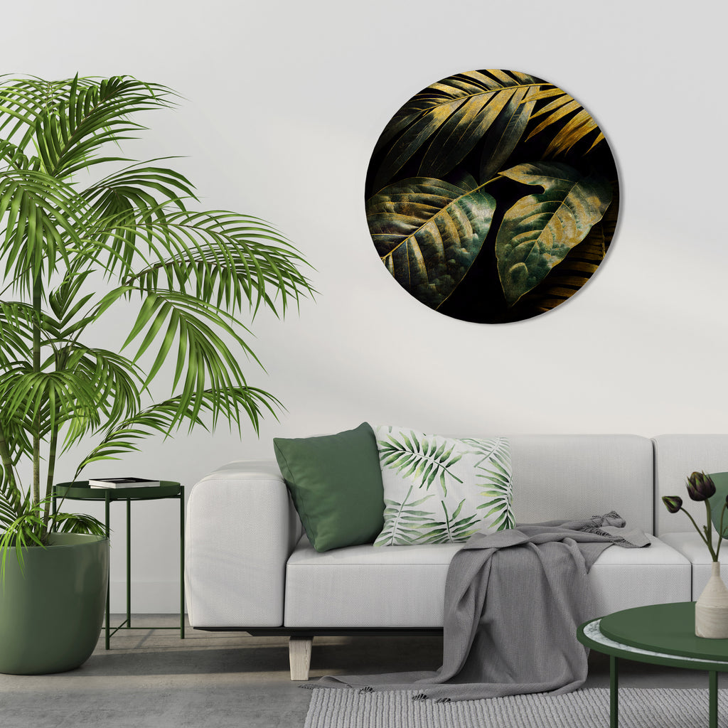 ENIGMATIC FOLIAGE TWILIGHT Round Wall Art