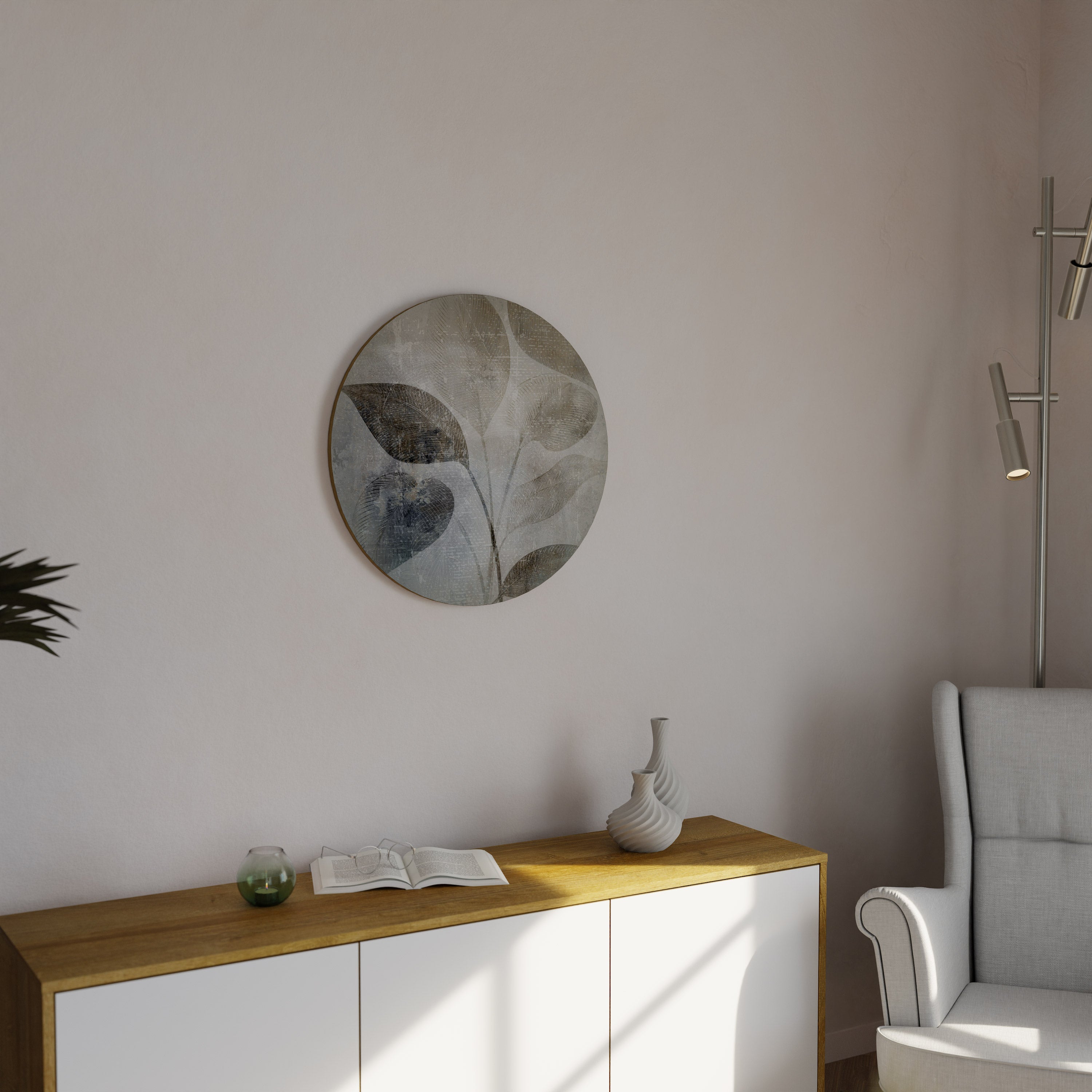 SERENE BOTANICAL HARMONY Round Wall Art