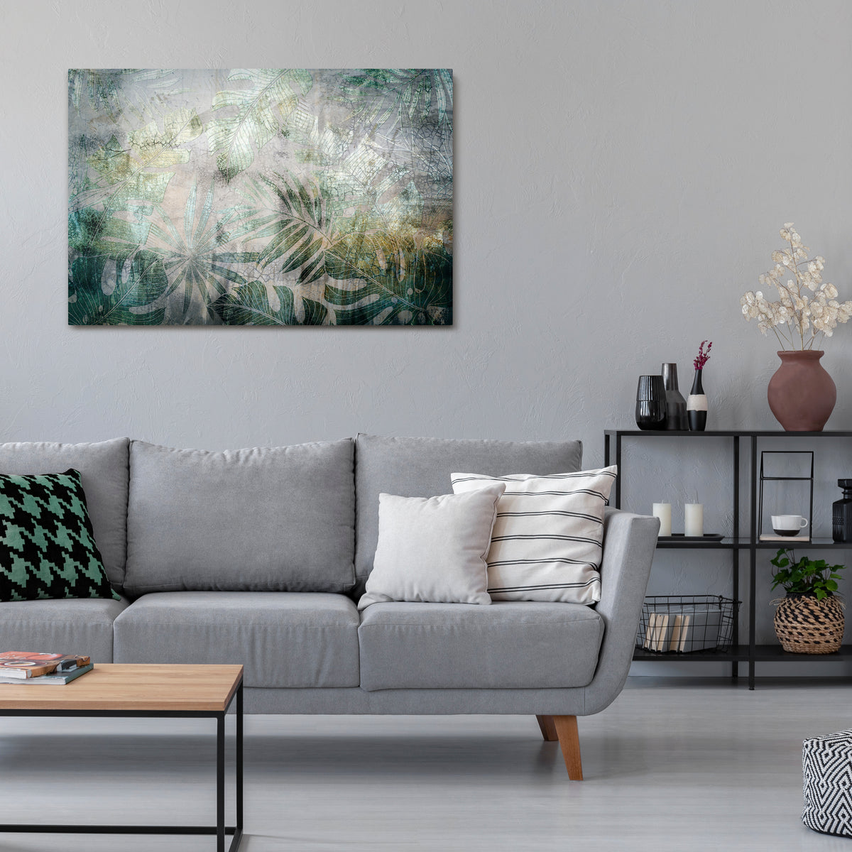 HARMONY IN GREENERY Cuadro en lienzo horizontal