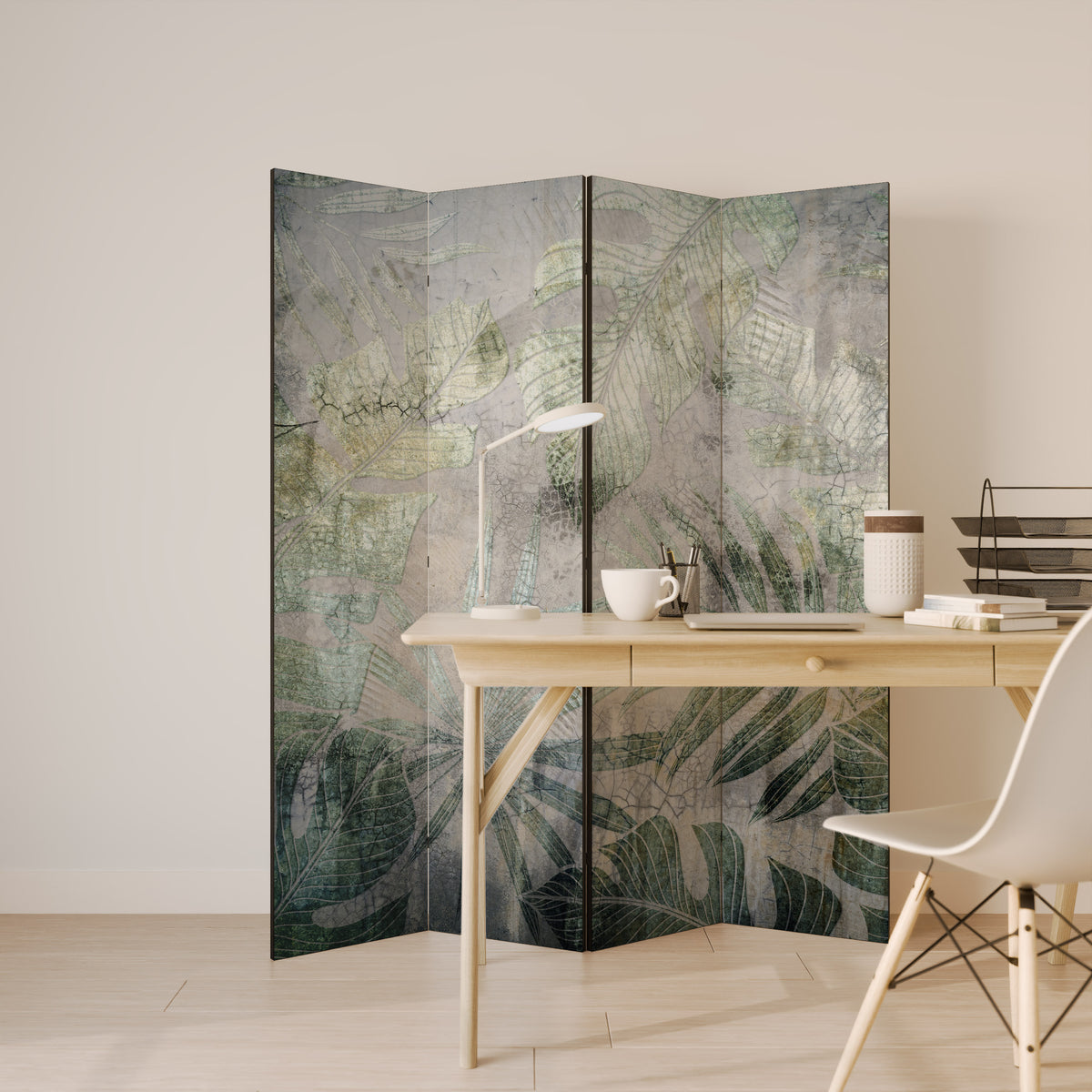 HARMONY IN GREENERY Biombo de 4 paneles