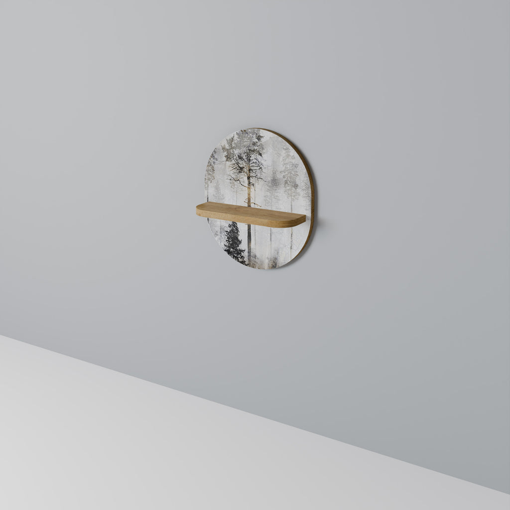 Estantería de arte ovalada FADE IN THE TREES con efecto roble