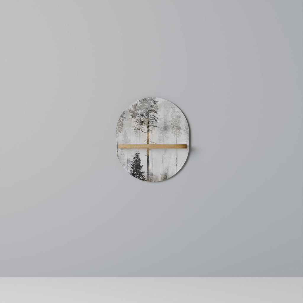Estantería de arte ovalada FADE IN THE TREES con efecto roble