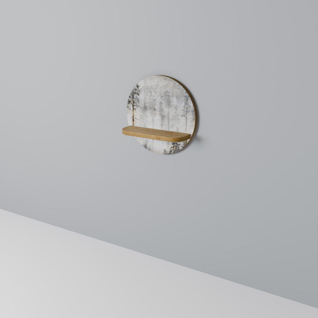 Estantería de arte redonda con efecto roble FADE IN THE TREE