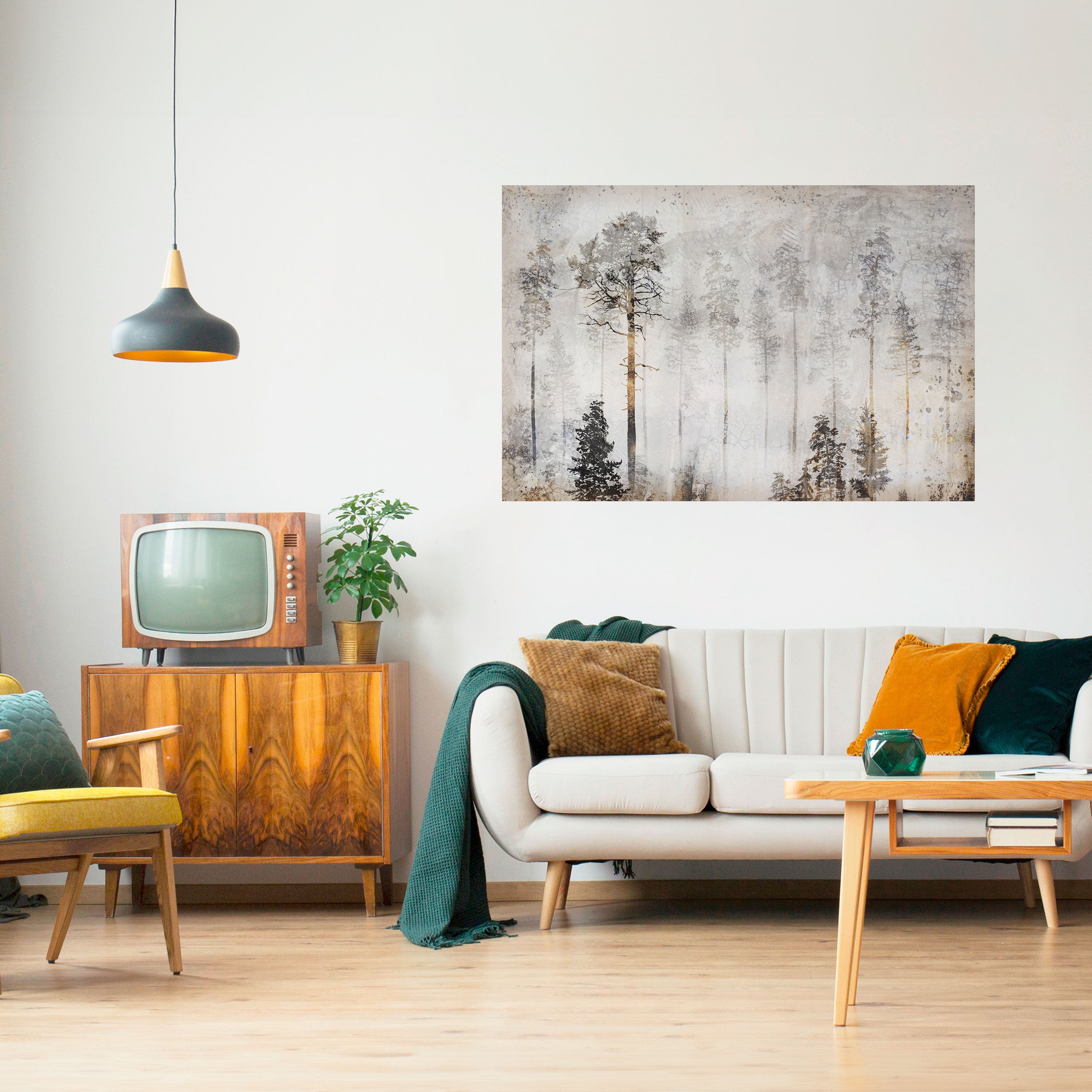 DESVANECIMIENTO EN LOS ÁRBOLES Póster horizontal despegable y adhesivo