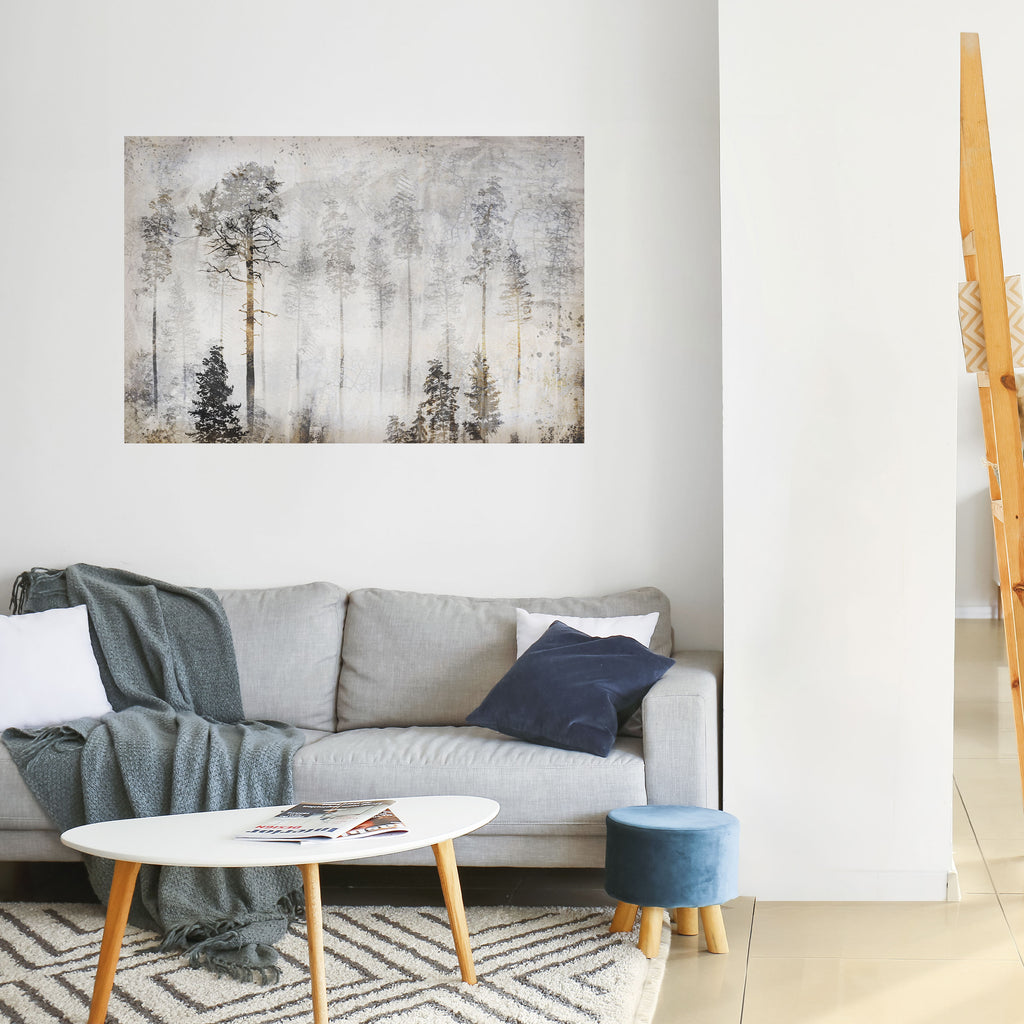 DESVANECIMIENTO EN LOS ÁRBOLES Póster horizontal despegable y adhesivo