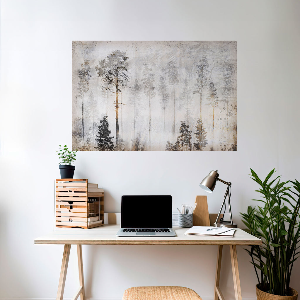 DESVANECIMIENTO EN LOS ÁRBOLES Póster horizontal despegable y adhesivo