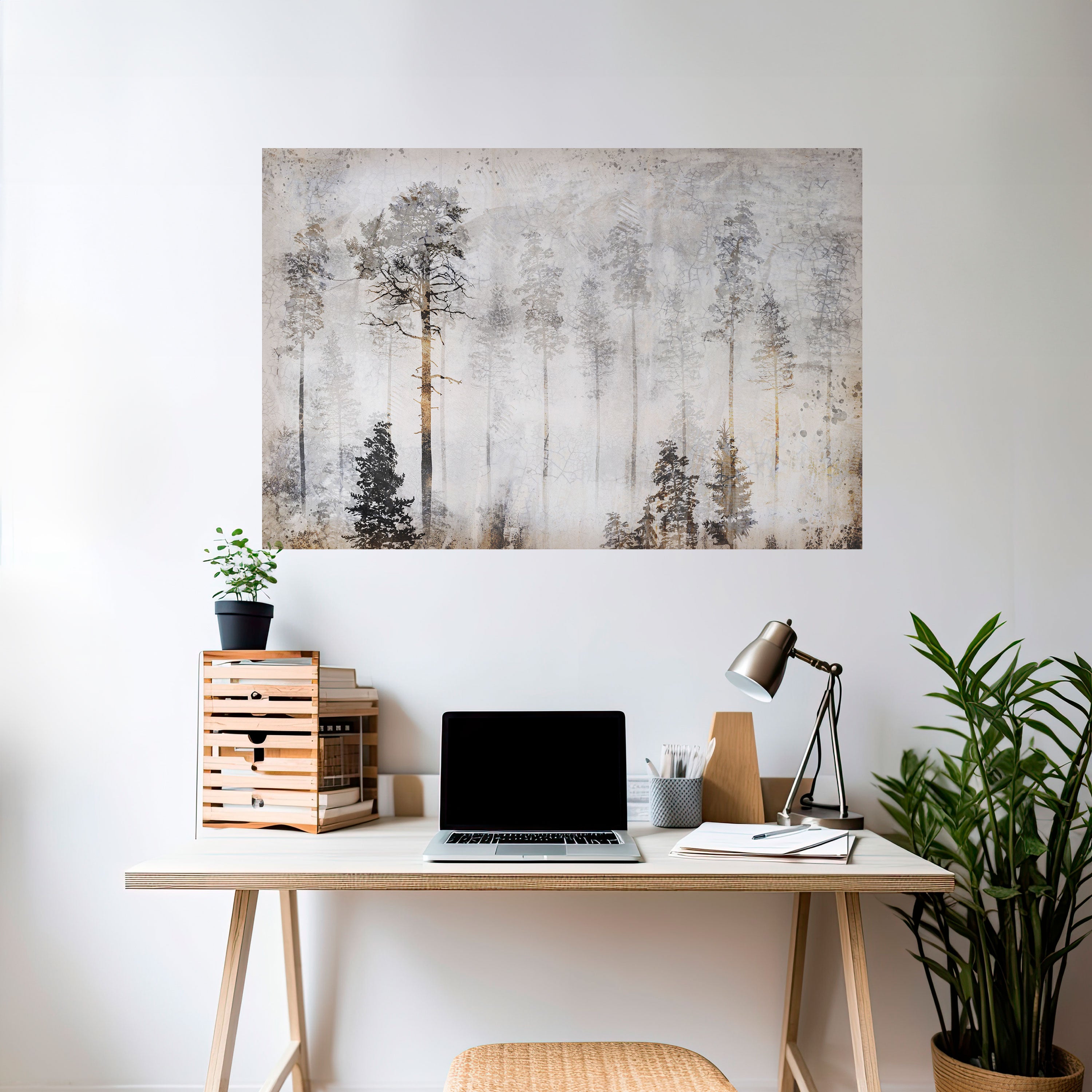 DESVANECIMIENTO EN LOS ÁRBOLES Póster horizontal despegable y adhesivo