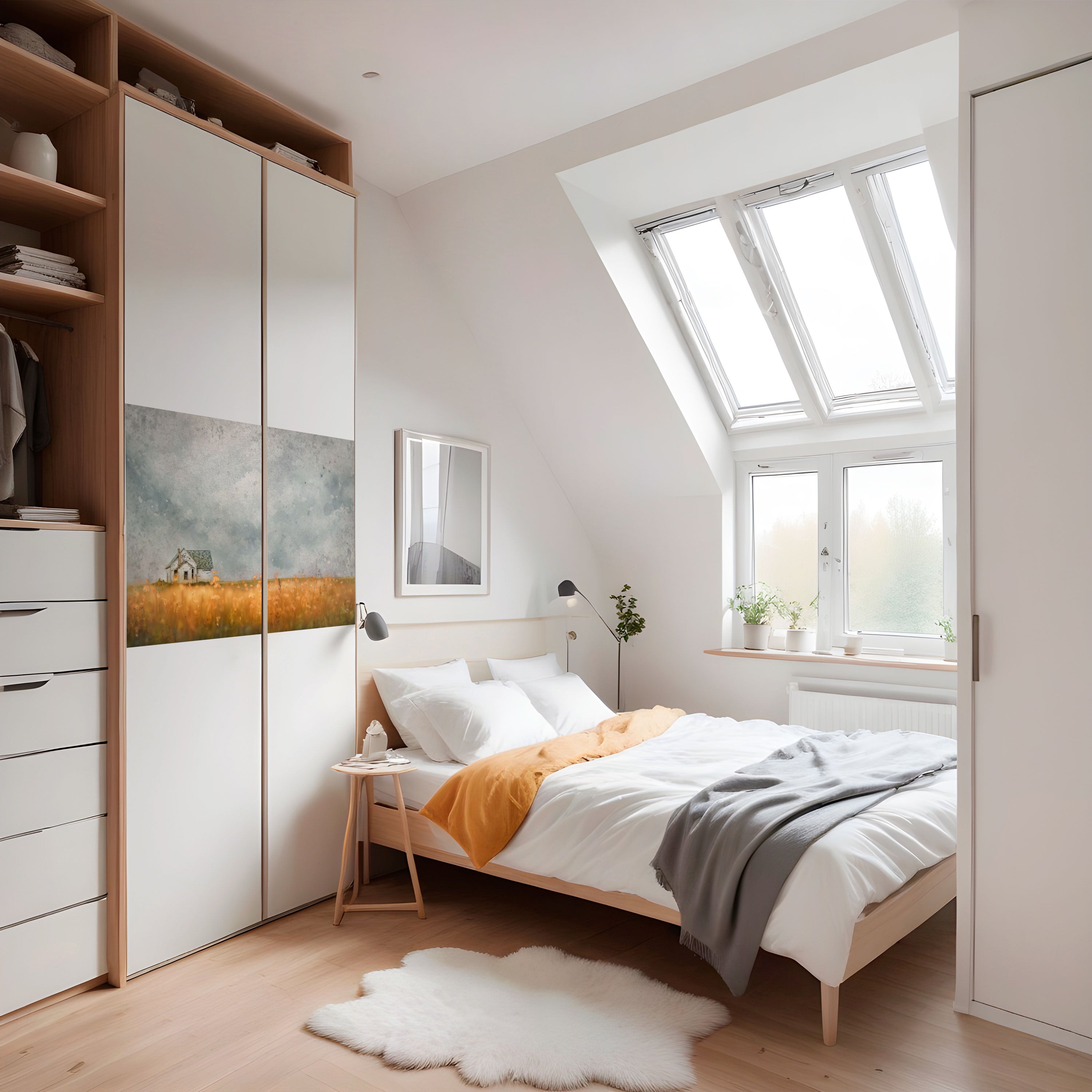 Póster horizontal autoadhesivo "Campos de luz que se desvanece"