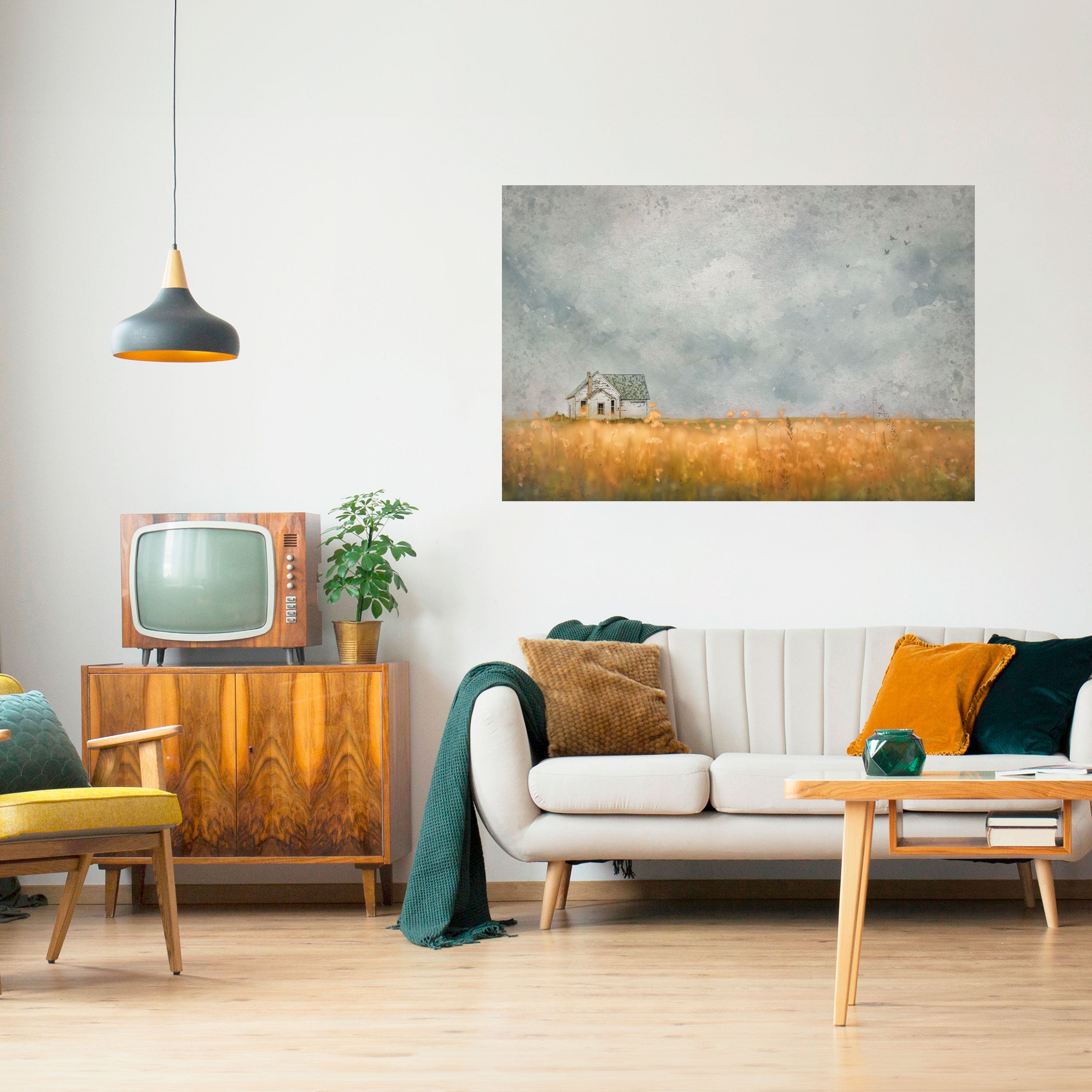 Póster horizontal autoadhesivo "Campos de luz que se desvanece"