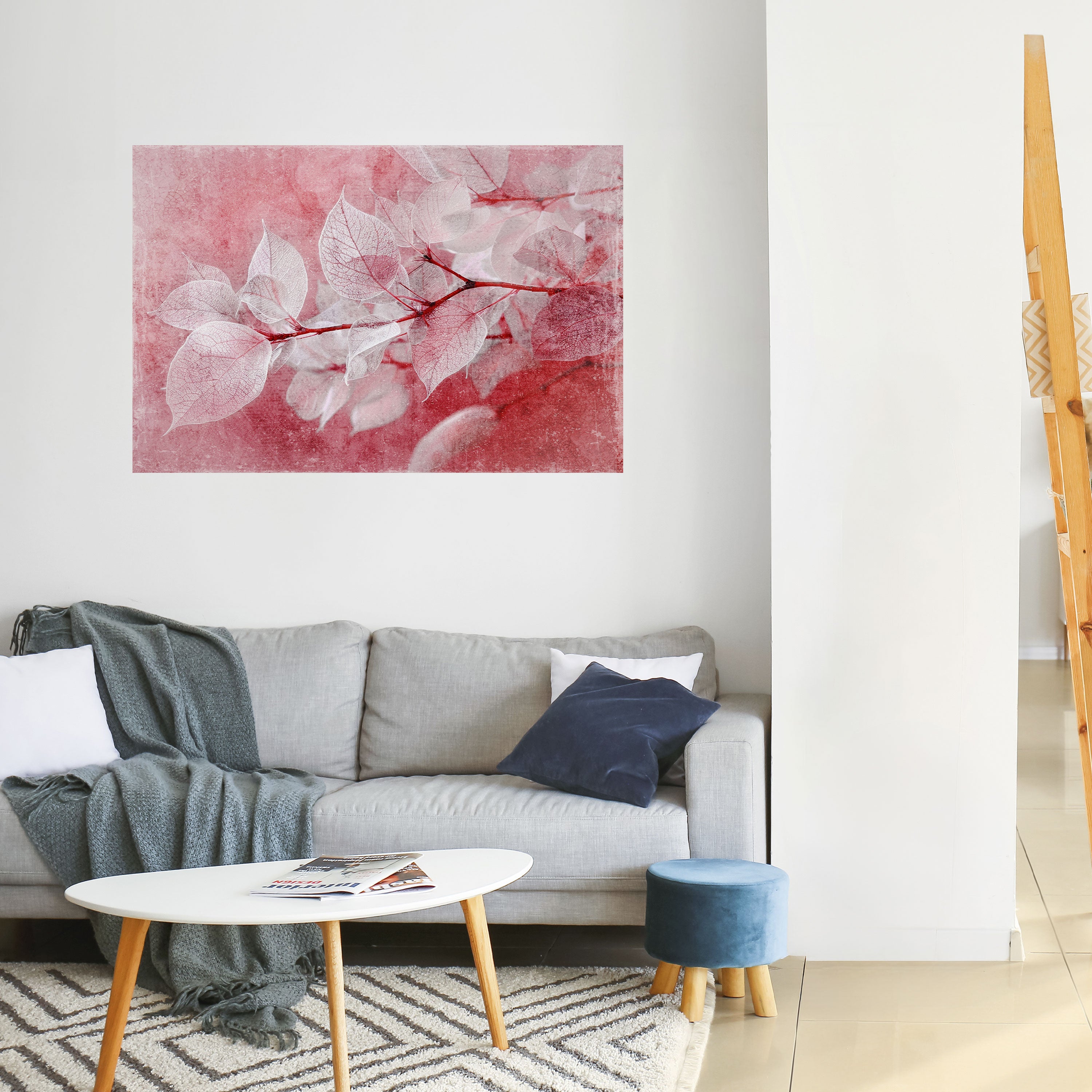 Póster horizontal autoadhesivo con resplandor de pétalos etéreos