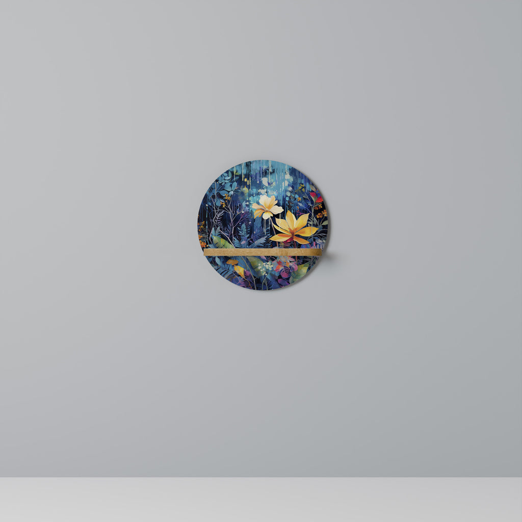 Estantería redonda MIDNIGHT BLOSSOM con efecto roble