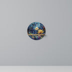 MIDNIGHT BLOSSOM Estante Redondo Decorativo en Efecto Roble