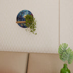 MIDNIGHT BLOSSOM Estante Redondo Decorativo en Efecto Roble