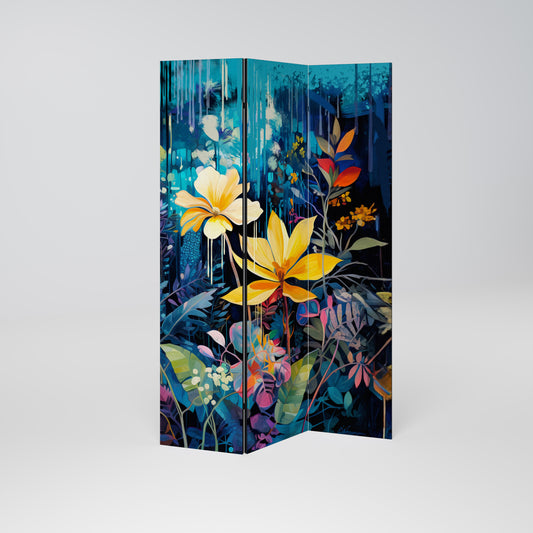 MIDNIGHT BLOSSOM Biombo de 3 paneles