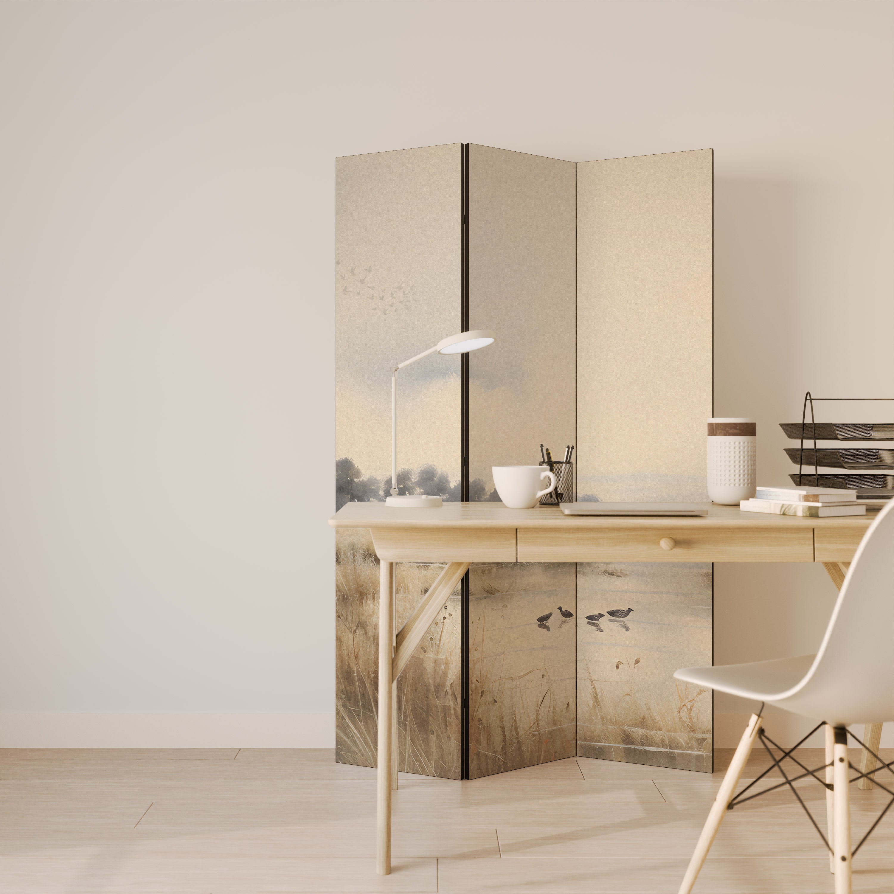 Biombo decorativo de 3 paneles LAKESIDE NOSTALGY