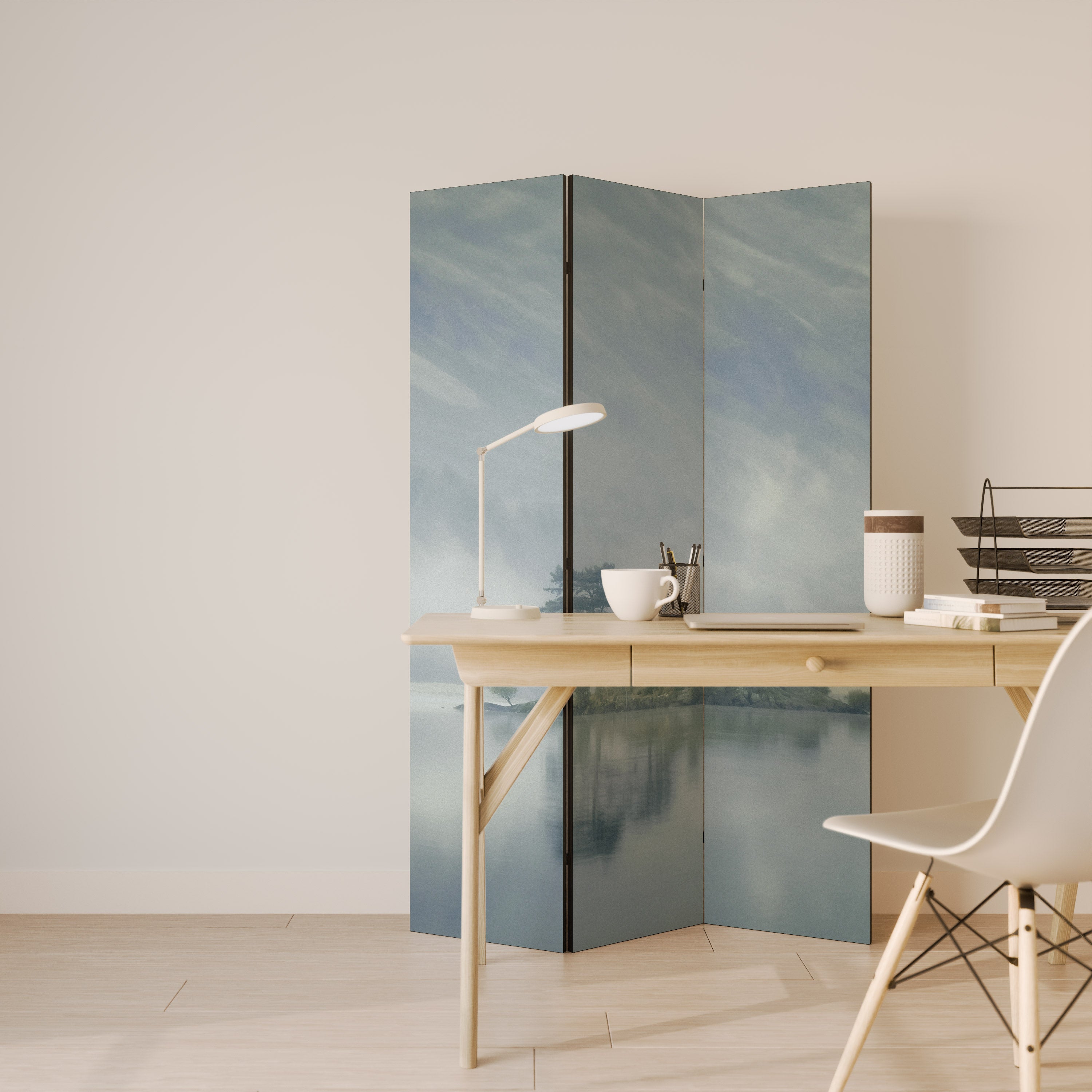 Biombo decorativo de 3 paneles SILVER LAKE