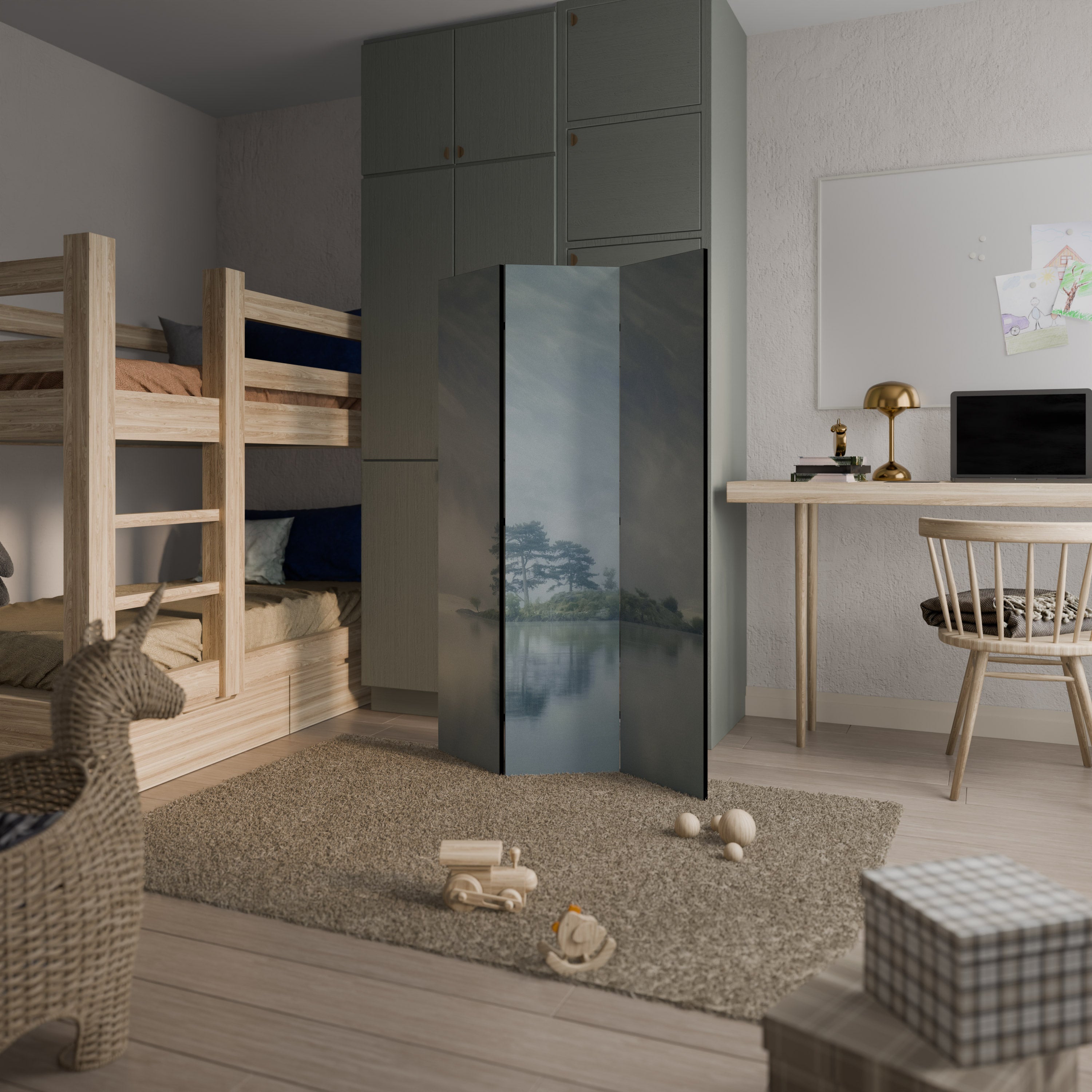 Biombo decorativo de 3 paneles SILVER LAKE