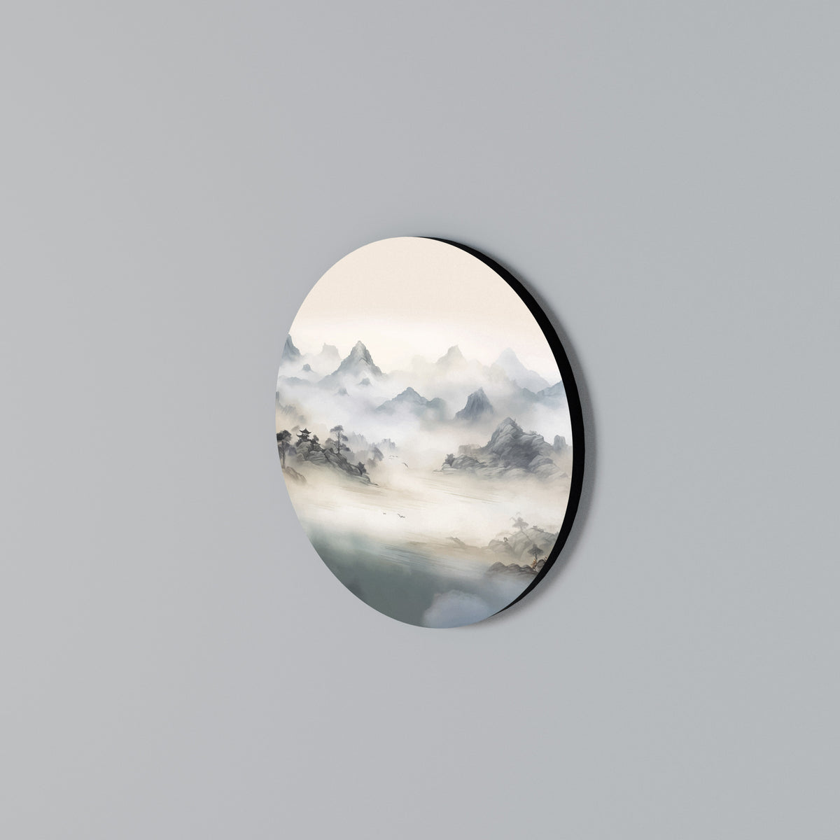 HIDDEN TEMPLE MIST Arte de pared redondo