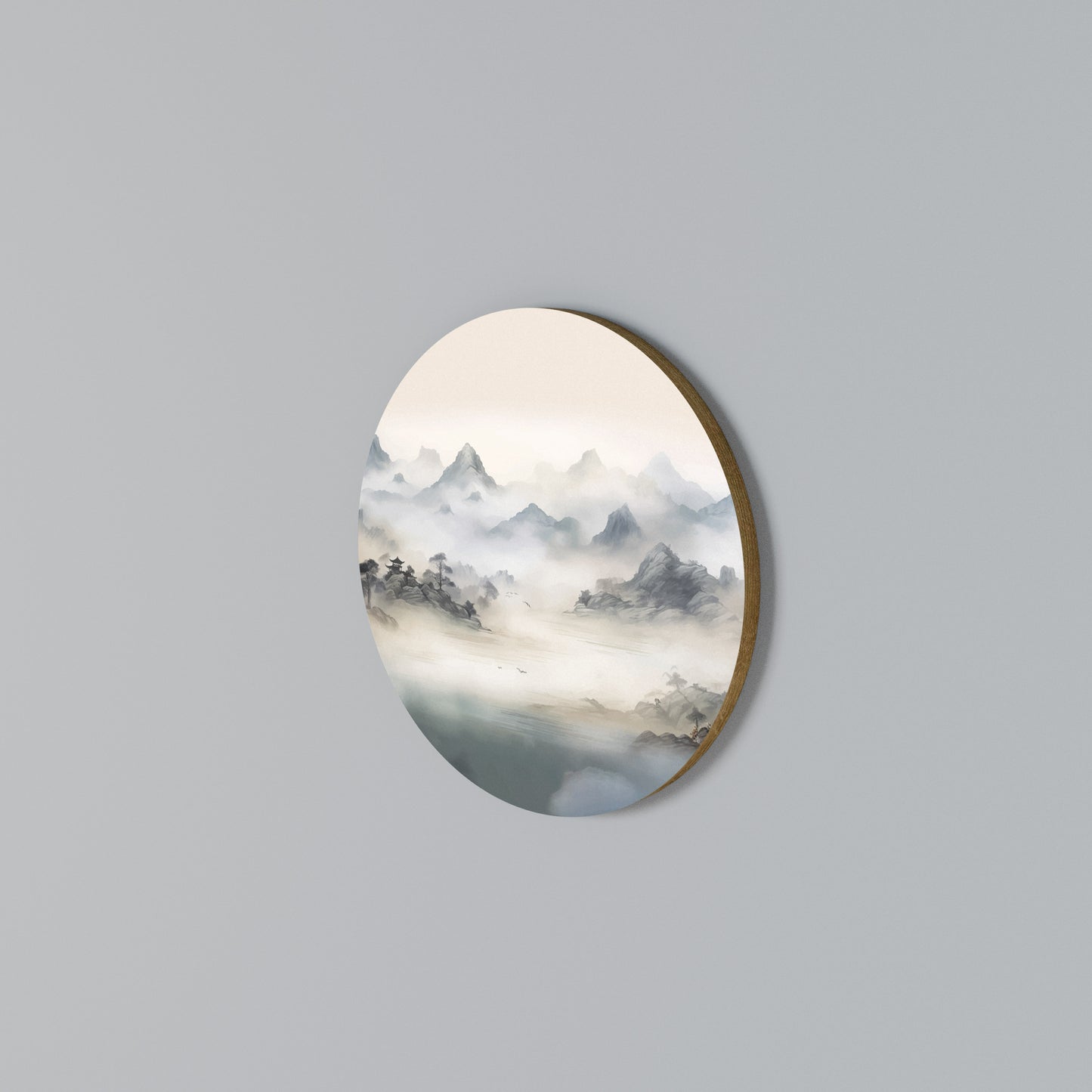 HIDDEN TEMPLE MIST Round Wall Art