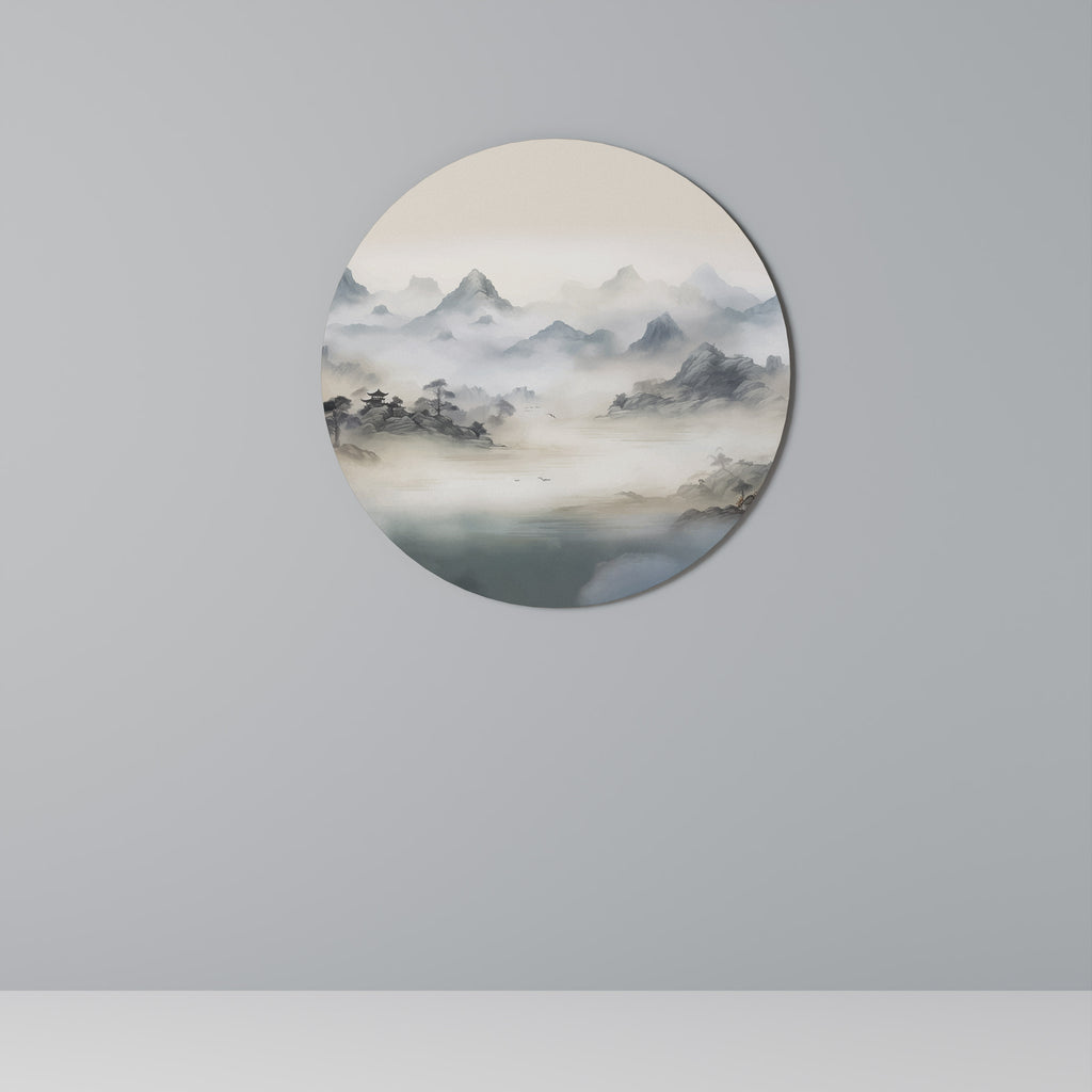HIDDEN TEMPLE MIST Round Wall Art
