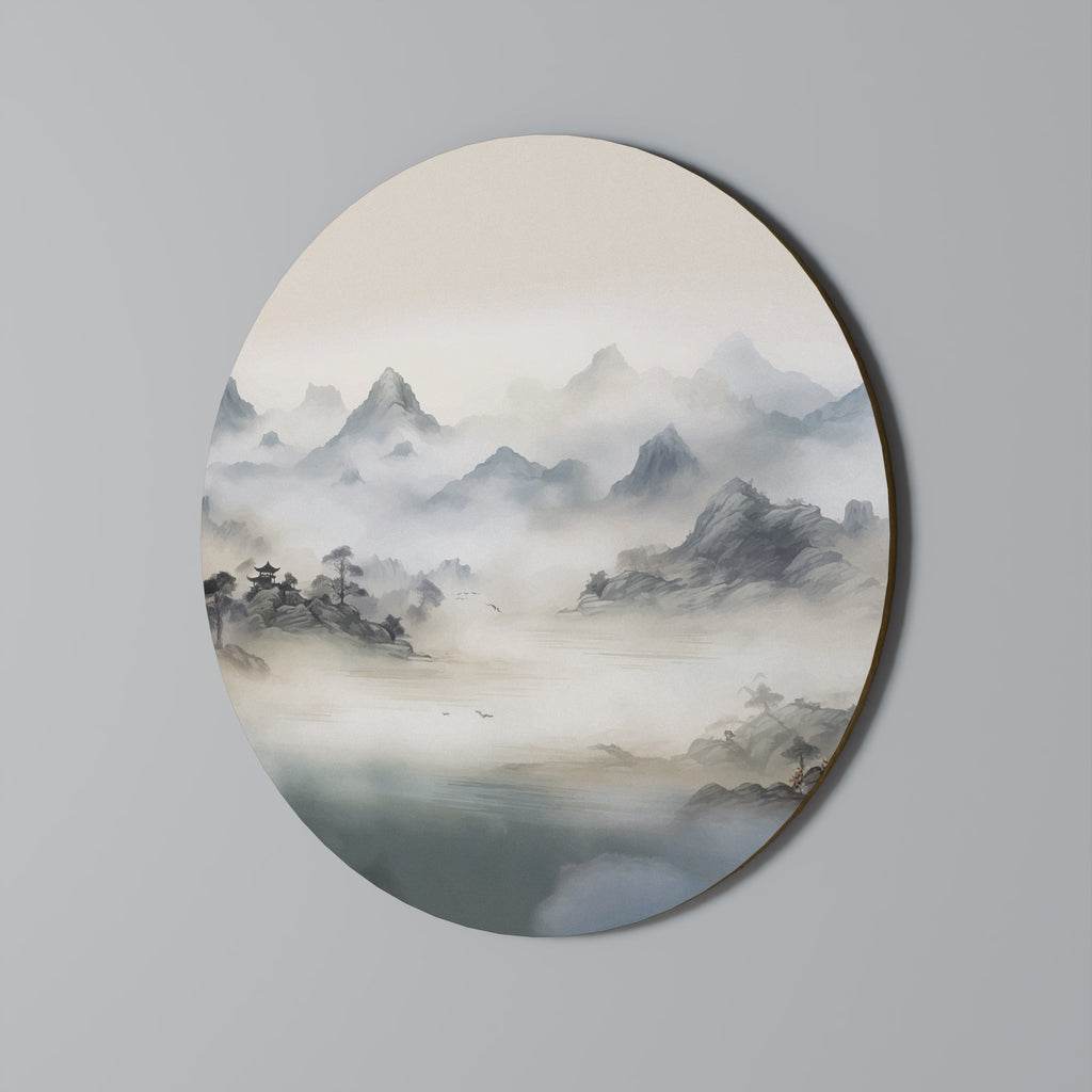 HIDDEN TEMPLE MIST Round Wall Art