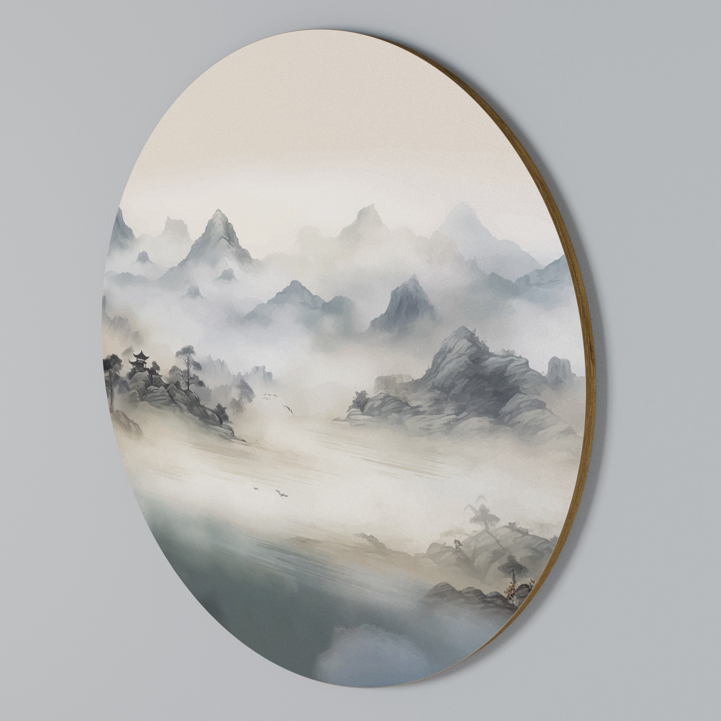HIDDEN TEMPLE MIST Arte de pared redondo