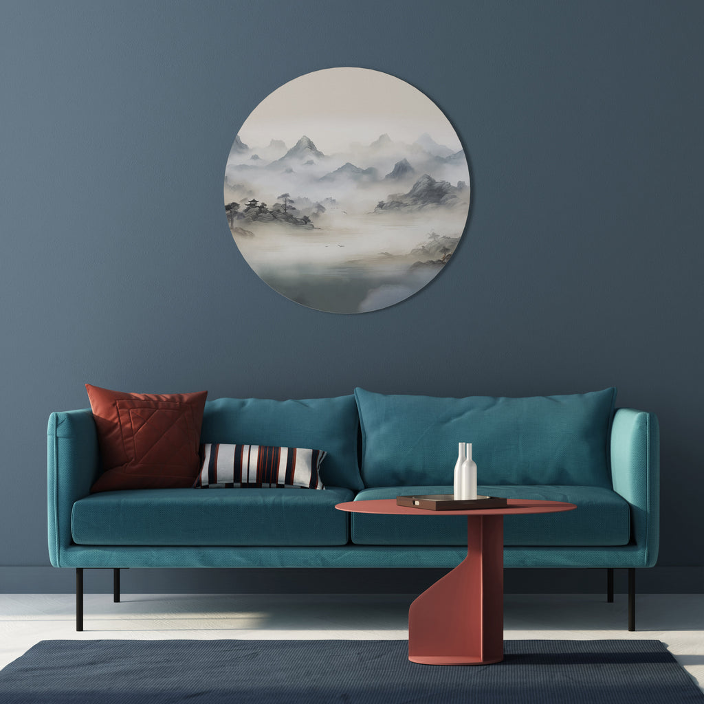 HIDDEN TEMPLE MIST Round Wall Art