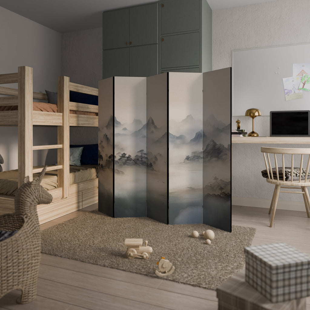 HIDDEN TEMPLE MIST Decorative 5-Panel Room Divider
