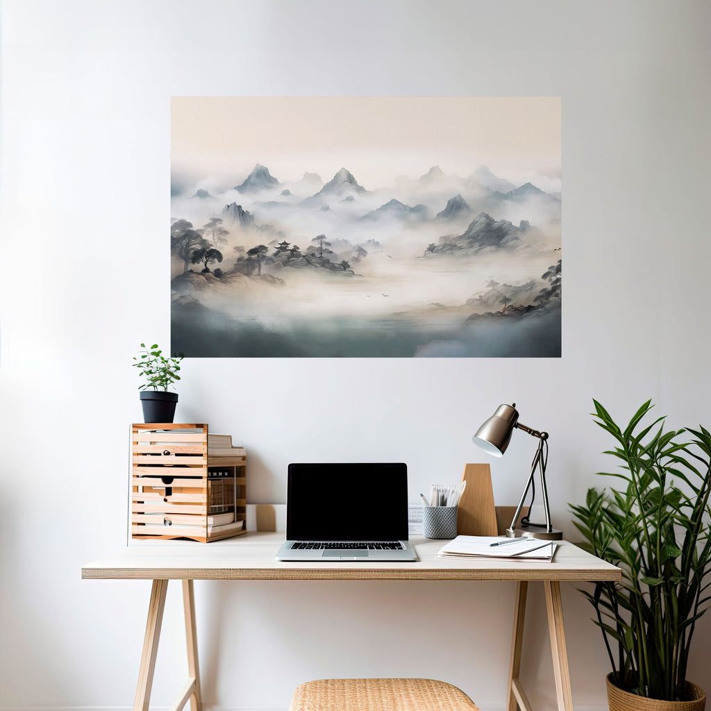 Póster horizontal autoadhesivo de HIDDEN TEMPLE MIST