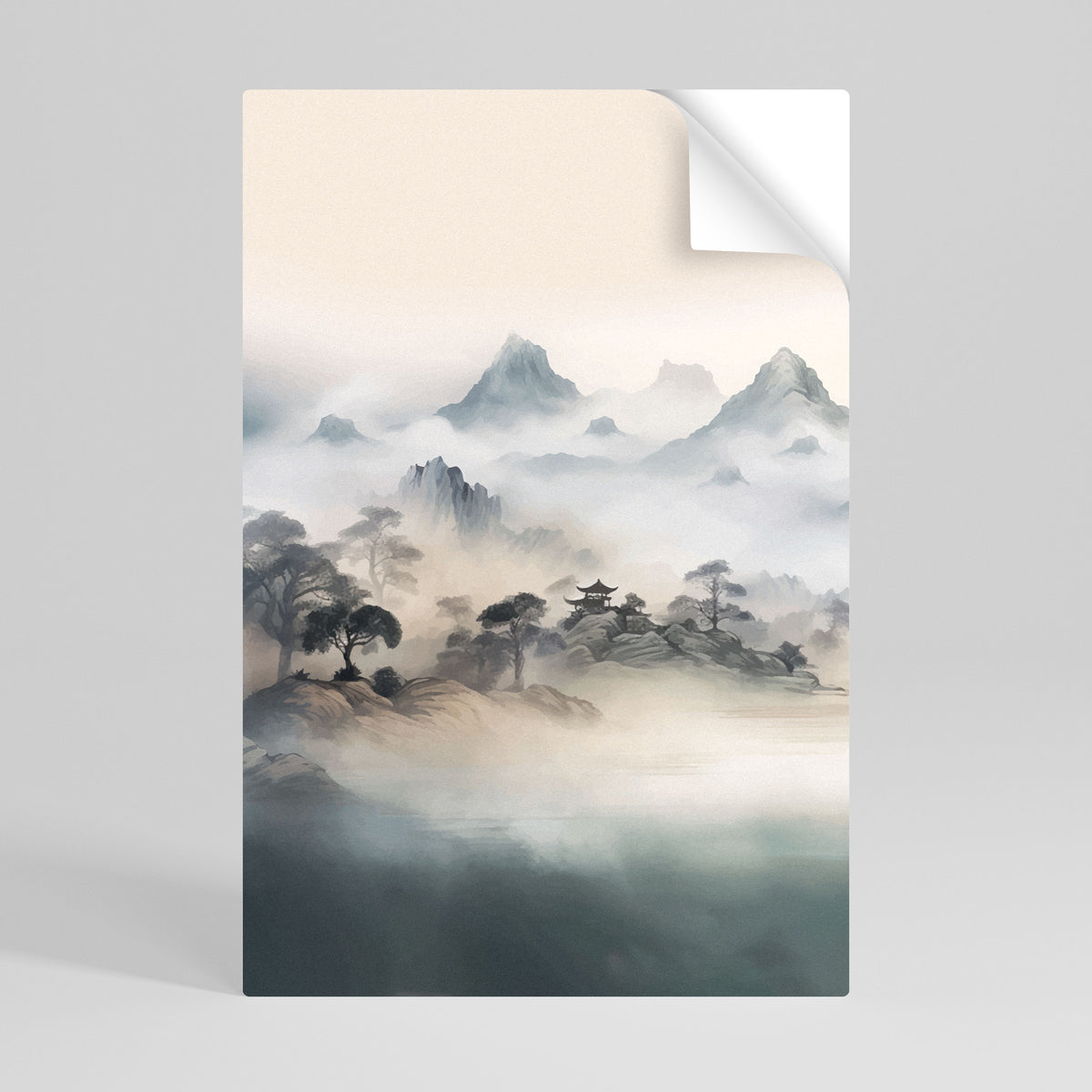 HIDDEN TEMPLE MIST Peel and Stick Vertical Poster