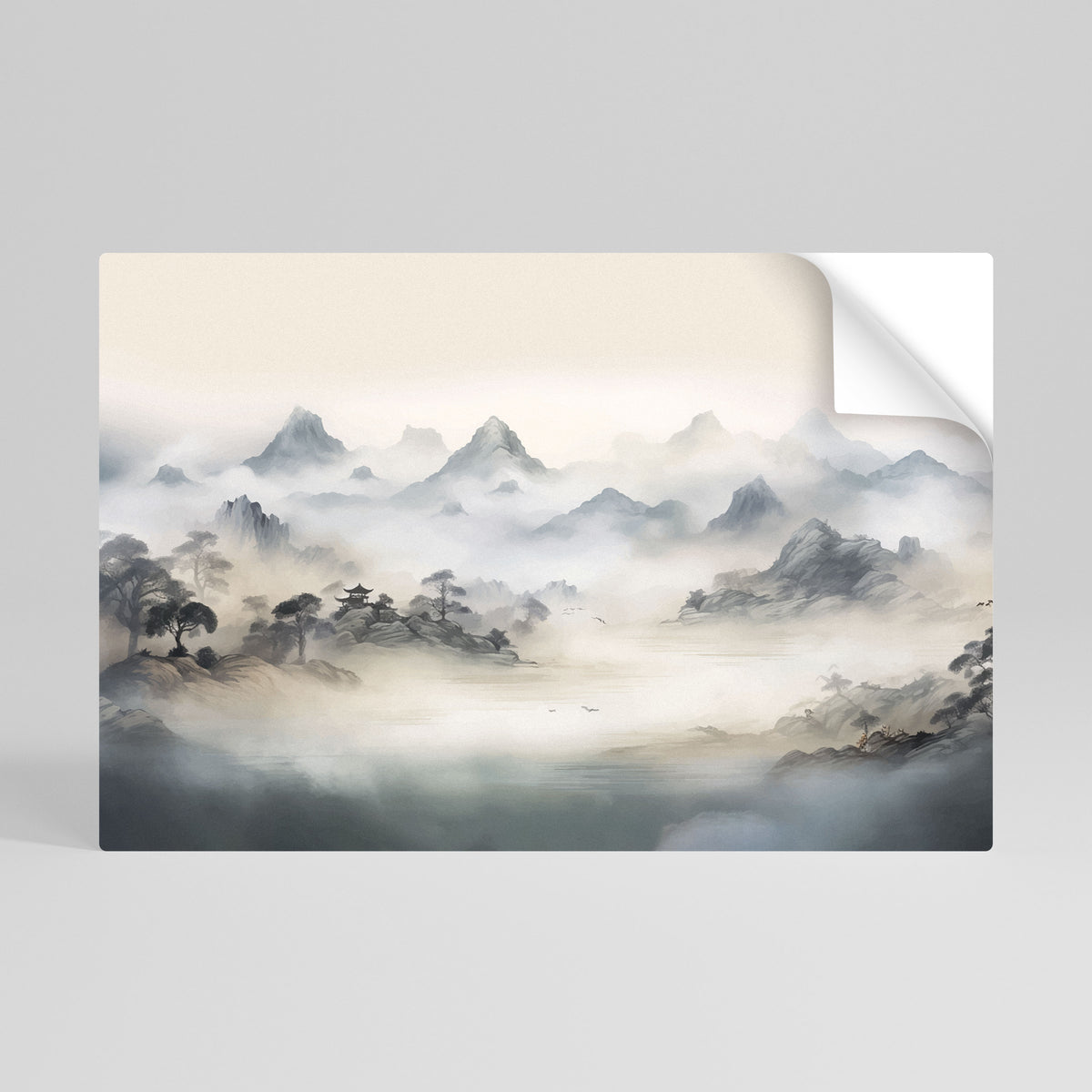 HIDDEN TEMPLE MIST Póster adhesivo horizontal