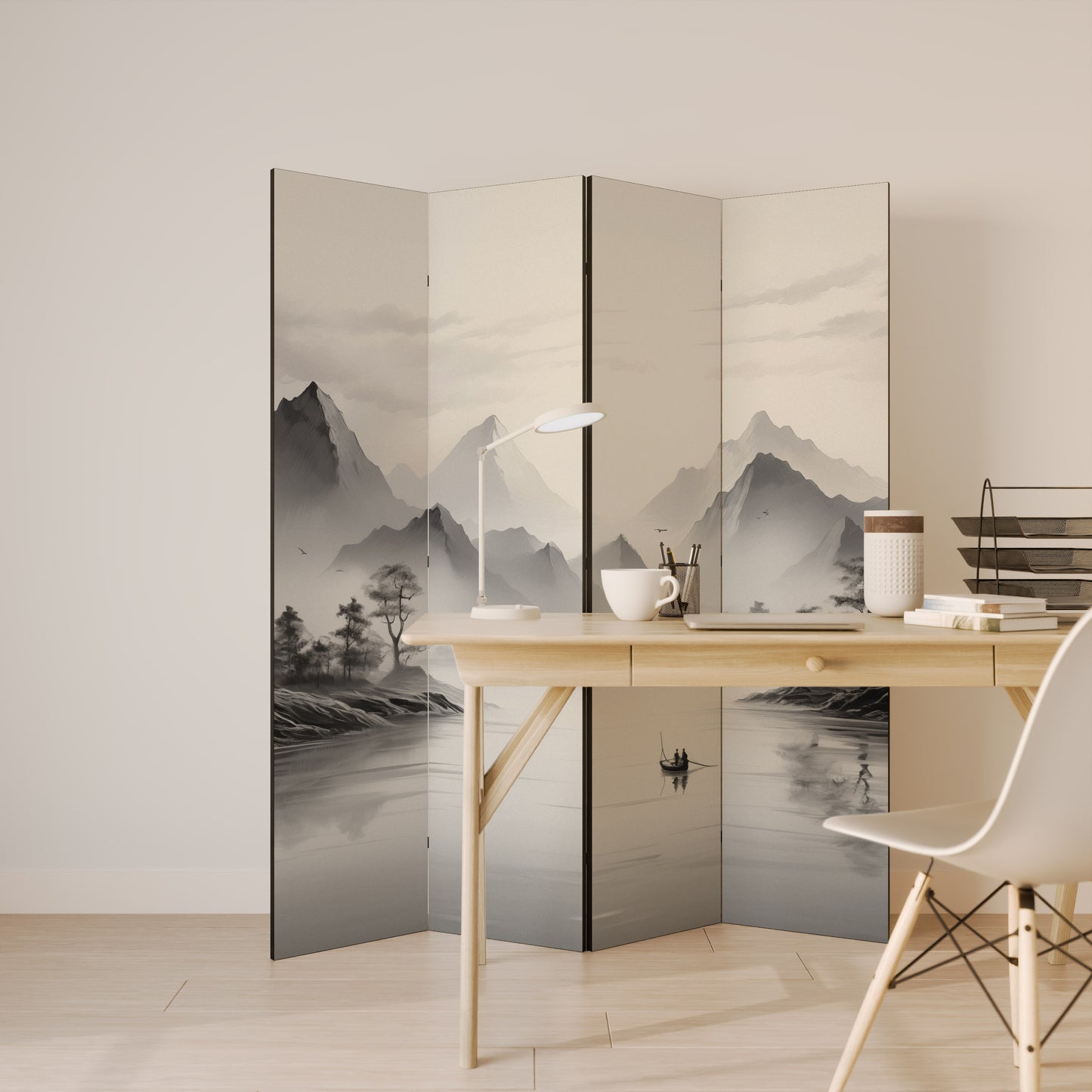 ASIAN VENTURE Biombo de 4 paneles