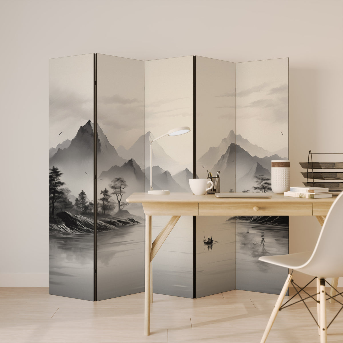 ASIAN VENTURE Biombo de 5 paneles