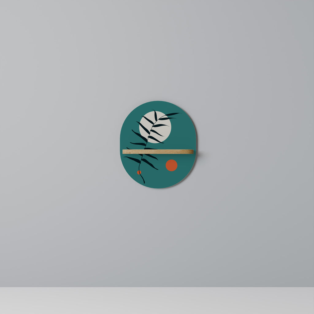 Estantería de arte ovalada HOJA MISTERIOSA en efecto roble