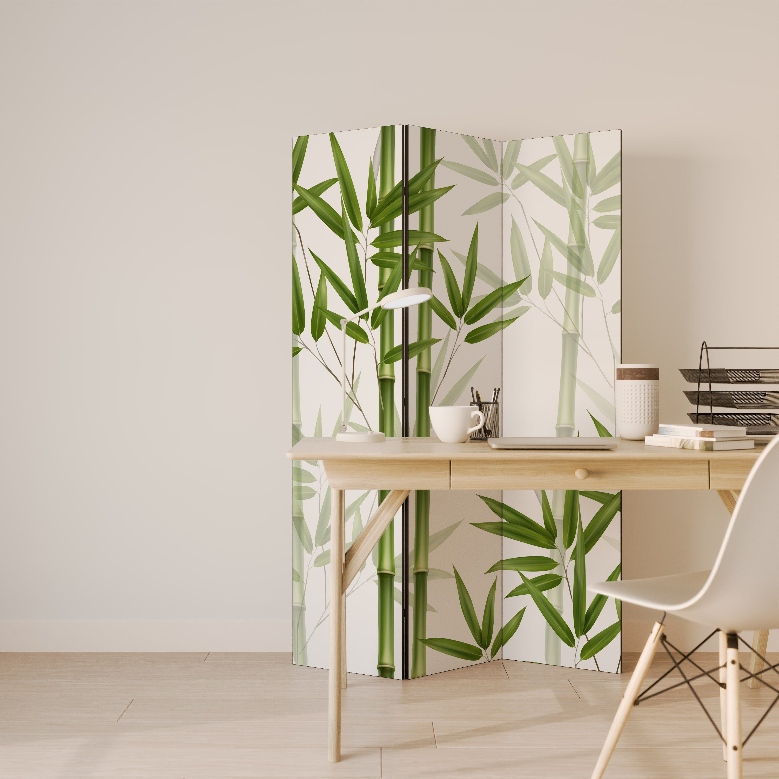 Biombo decorativo de 3 paneles SERENE BAMBOO WHISPERS