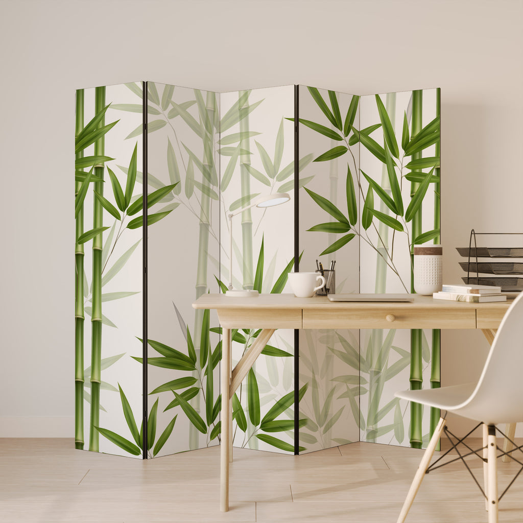 SERENE BAMBOO WHISPERS Decorative 5-Panel Room Divider
