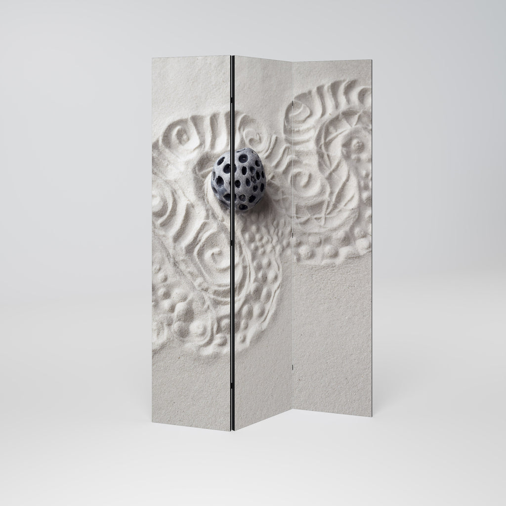 SAND SCULPTED SERENITY Decorative 3-Panel Room Divider